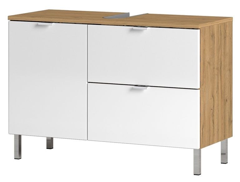 Wastafelonderkast Bruno L – 80 cm in Grandson eiken met wit