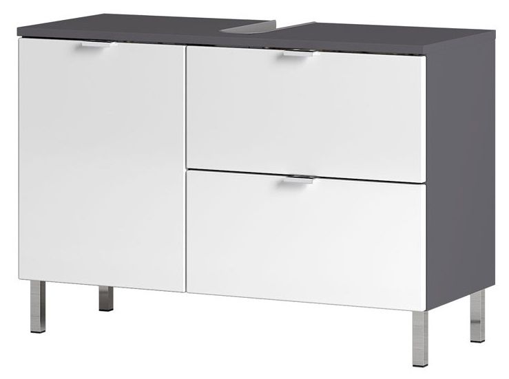 Wastafelonderkast Bruno L – Grafiet & Wit, 80 cm