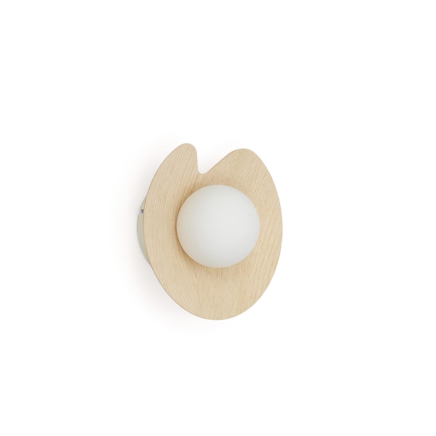 Wilara Wandlamp van Kave Home – Natuurlijke Eikenlook met Glazen Bol
