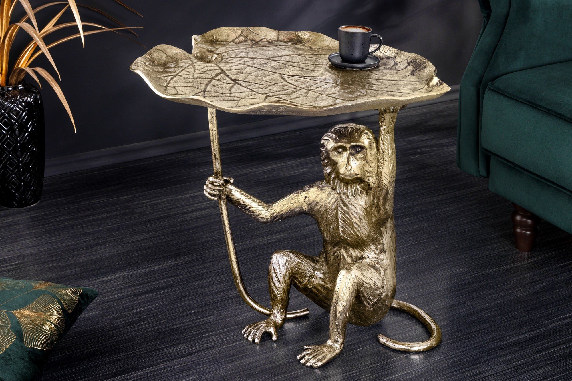 Wildlife Monkey Bijzettafel 60 cm – Antiek Goud Handgemaakt van Invicta Interior