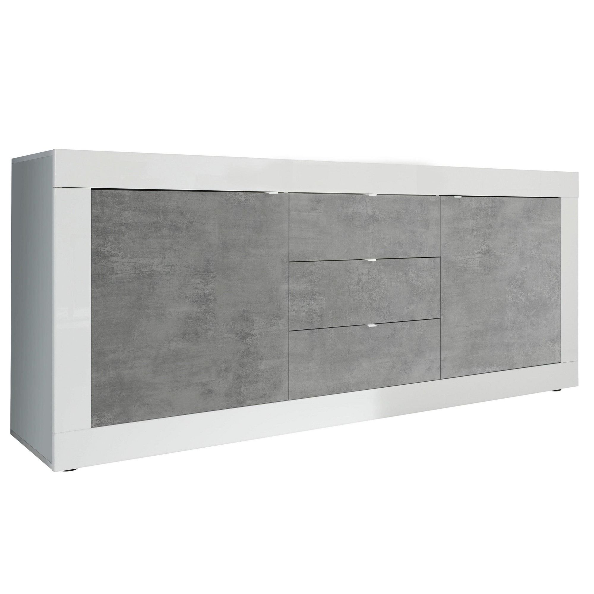 Wit dressoir 210 cm met betonaccent – Modern & functioneel van Pesaro Mobilia