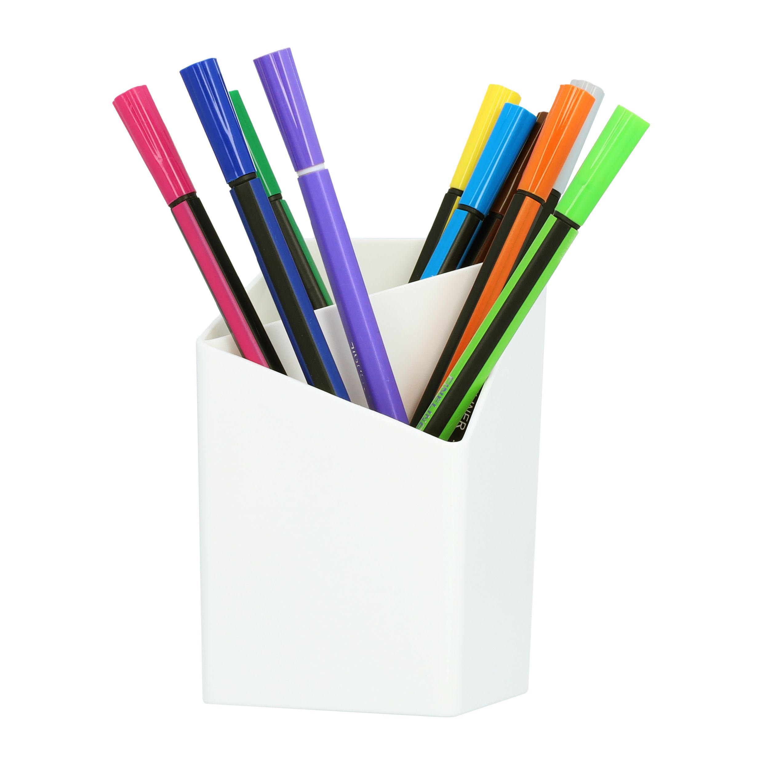 Wit geometrisch pennenbakje met 2 vakken – QUVIO bureau organizer
