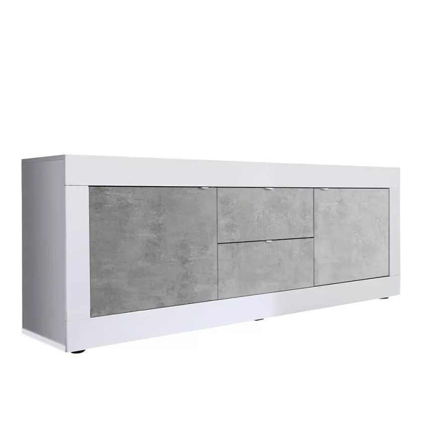 Wit TV-meubel Basic 210 cm – strak, functioneel & stijlvol met betonnen accenten