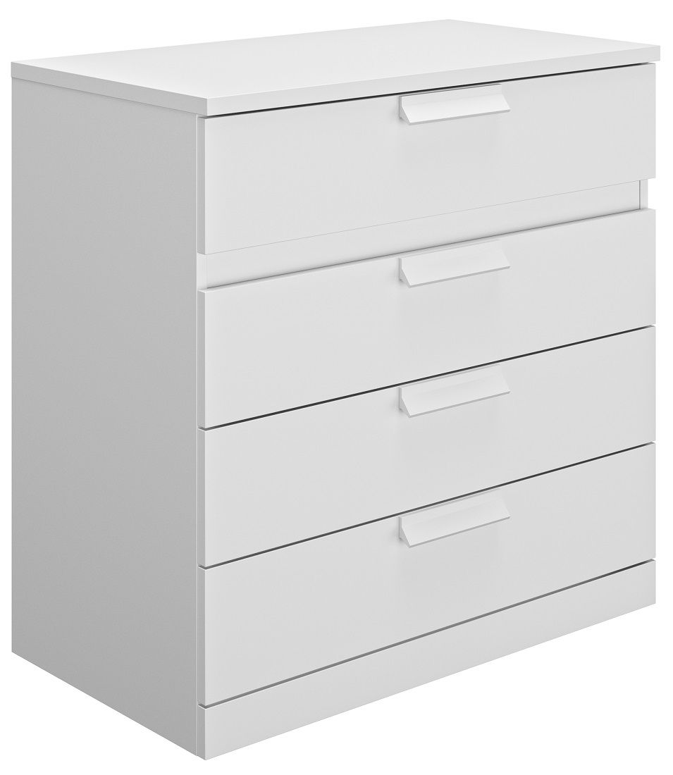 Witte Commode Cyrus – Praktische 4‑lade ladekast voor een opgeruimde slaapkamer