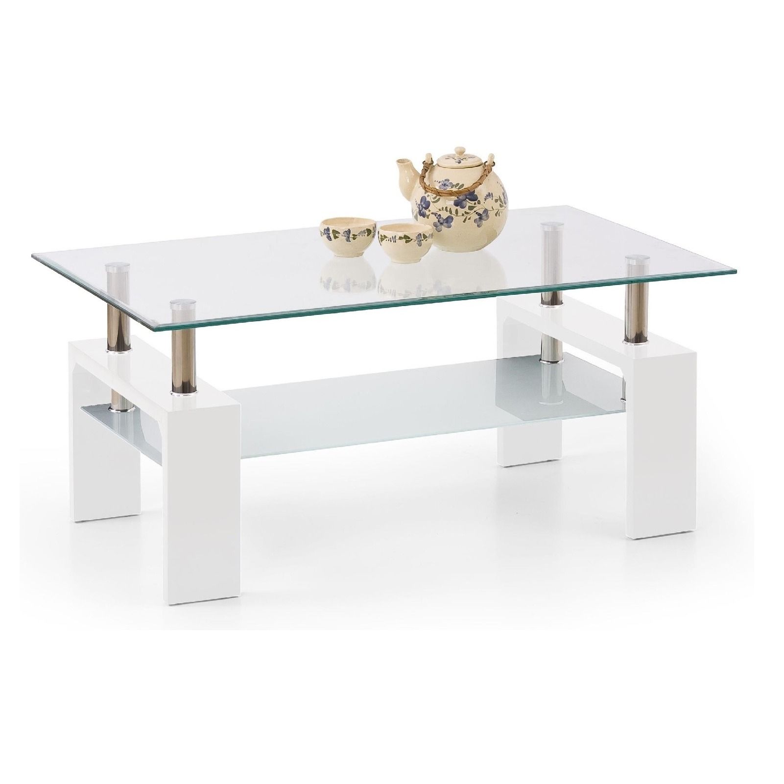 Witte glazen salontafel Diana Intro – 100 cm breed, eigentijds design voor jouw woonkamer