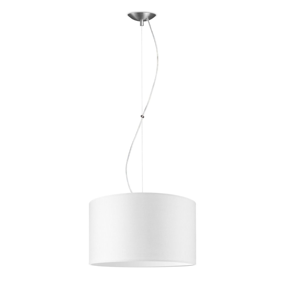 Witte Hanglamp Basic Deluxe Bling – Ronde Katoenen Kap Ø 40 cm