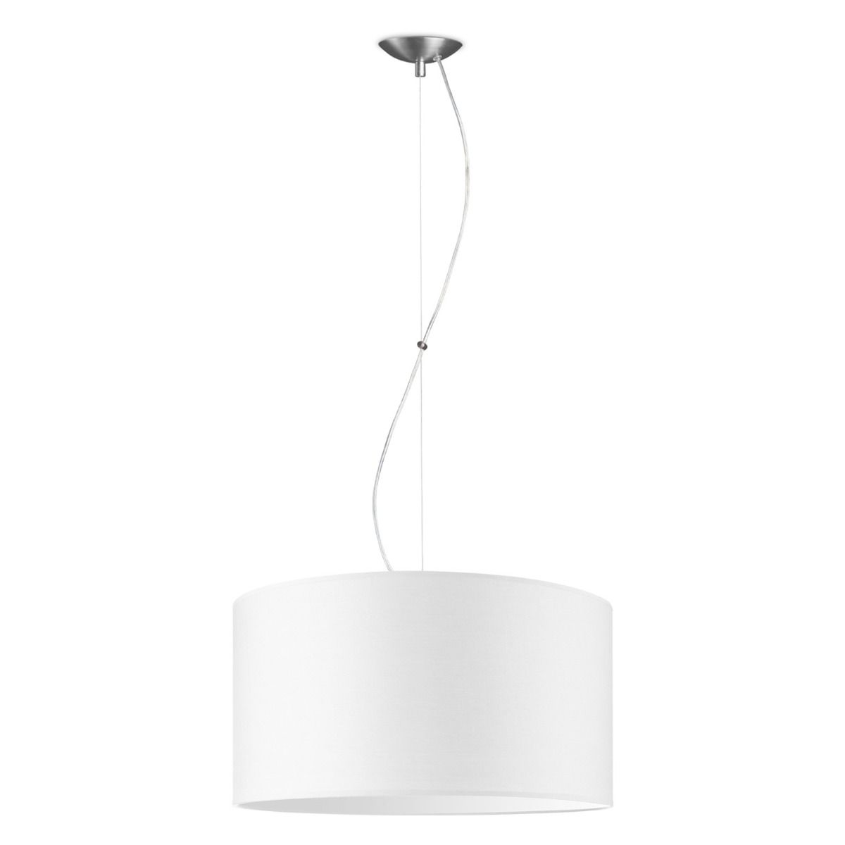 Witte Hanglamp Basic Deluxe Bling – Ronde Katoenen Kap Ø 50 cm