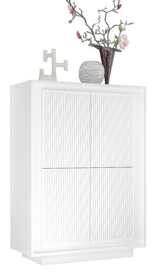Witte Opbergkast Malibu – 146 cm Hoog, Soft‑Close en Greeploos design