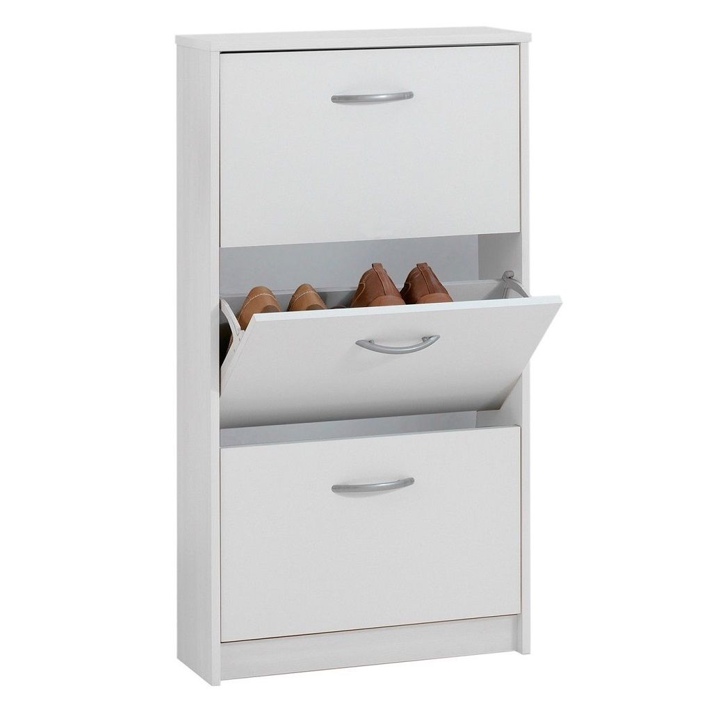 Witte schoenenkast Step – 104 cm hoog, 3 vakken, duurzame kwaliteit