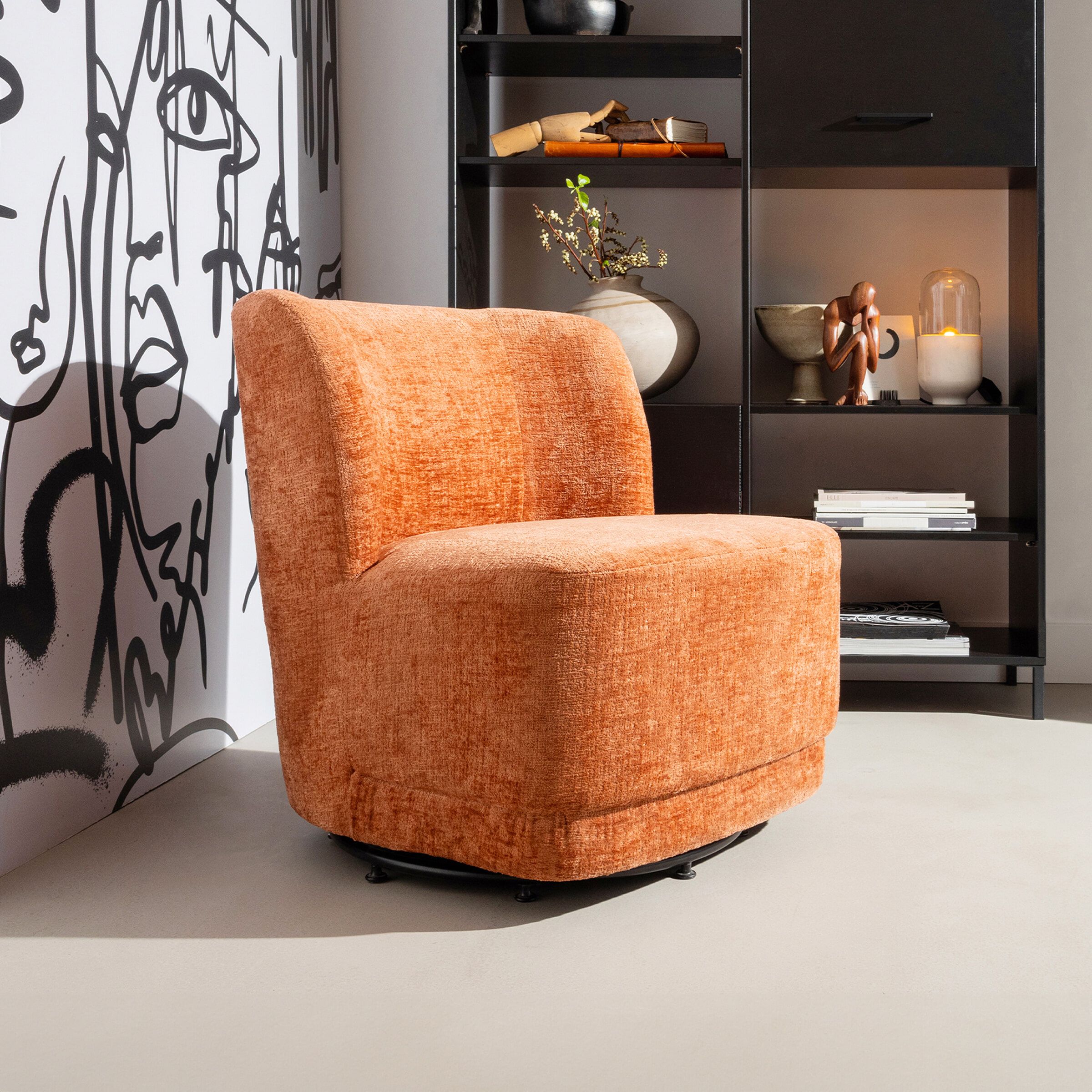 WOOOD Atty Draaifauteuil – Luxe Velvet in Blossom