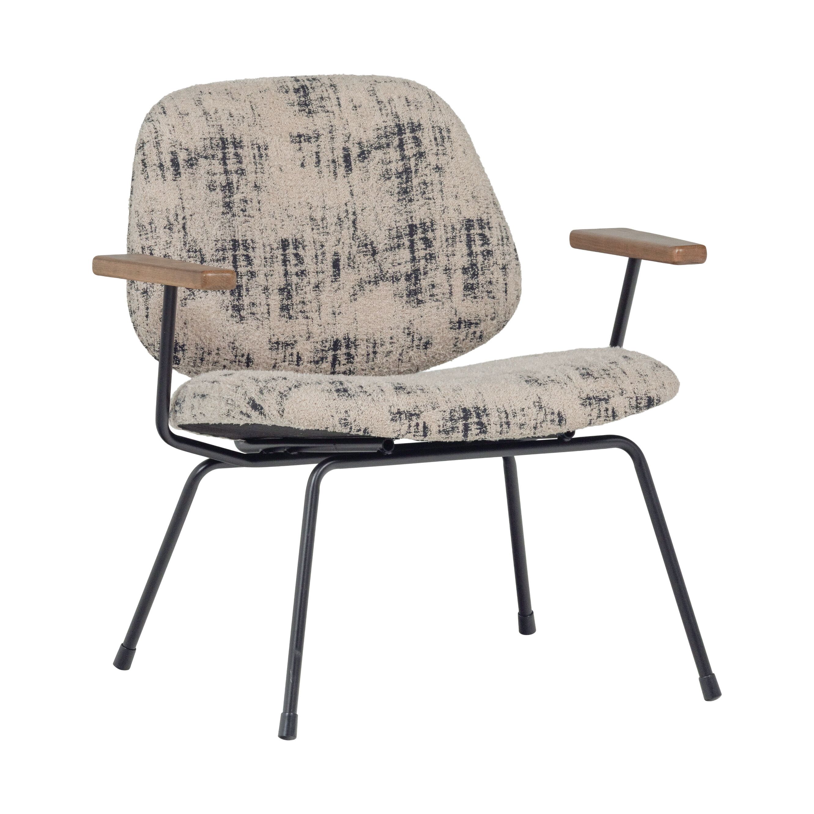 WOOOD Aure Chenille Fauteuil – Stijlvol Comfort in Beige & Zwart