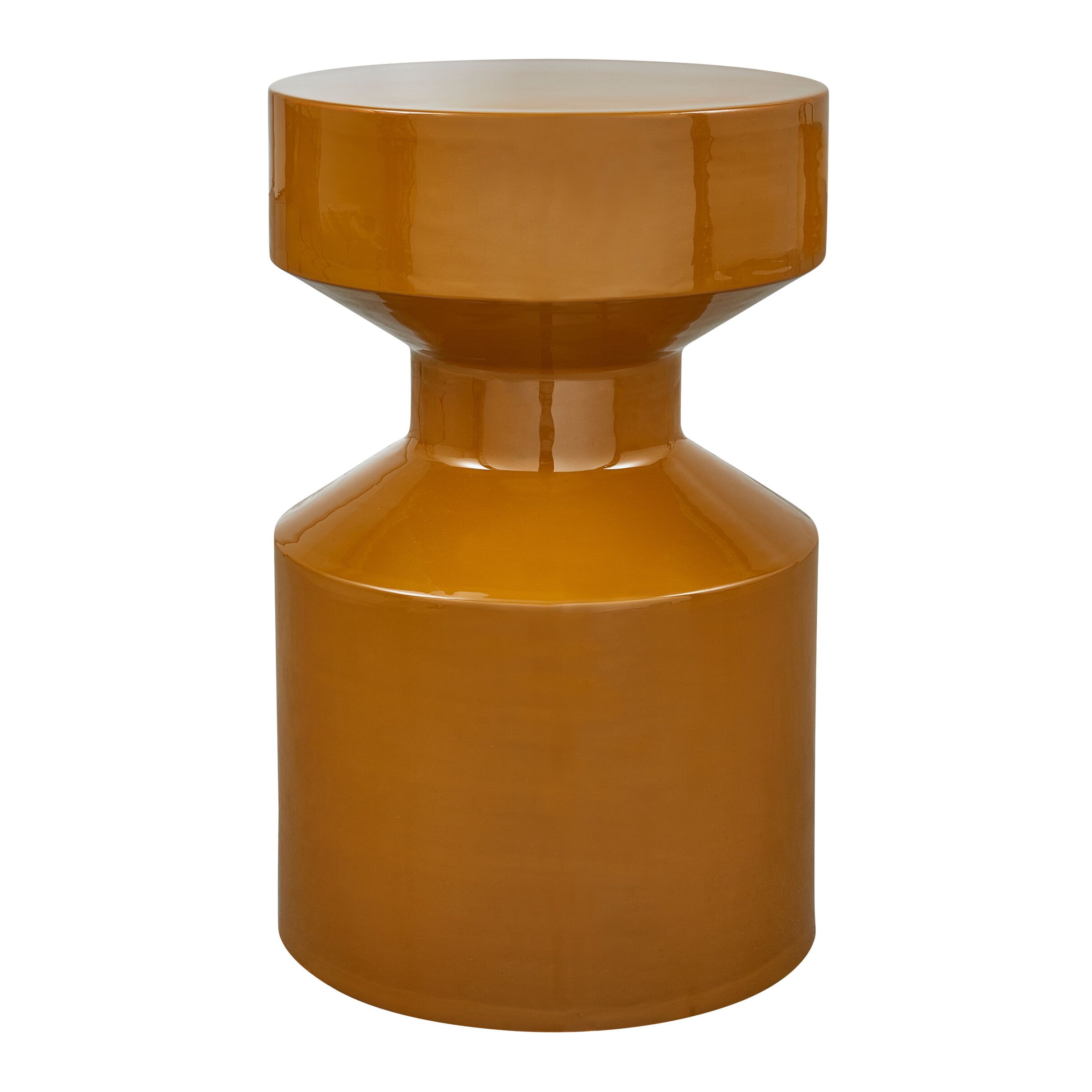 WOOOD Bijzettafel Ferry 30 cm – Honing Geel, Glanzend & Stijlvol Statement