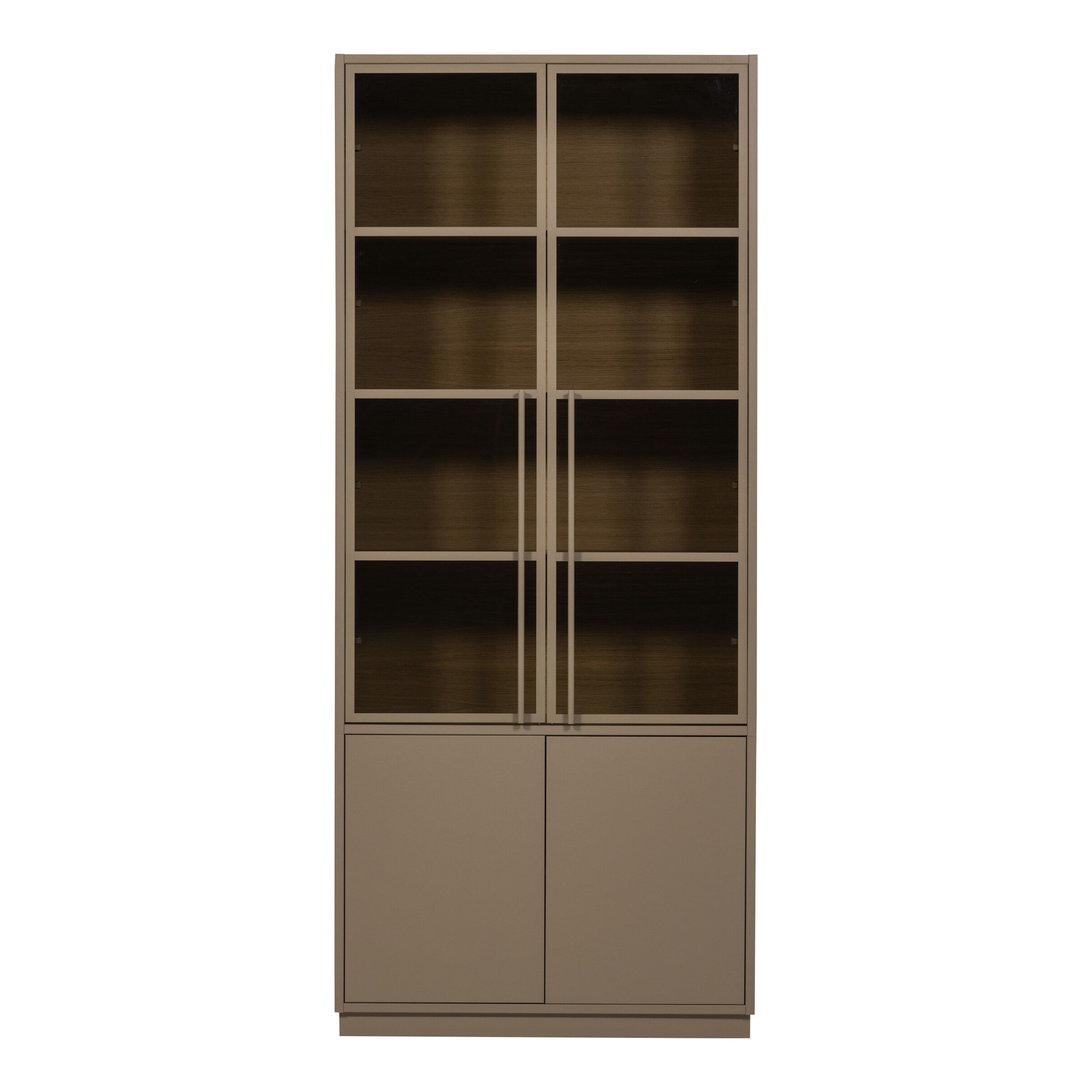WOOOD Casa vitrinekast in mud‑kleur – stijlvolle opbergoplossing met glas