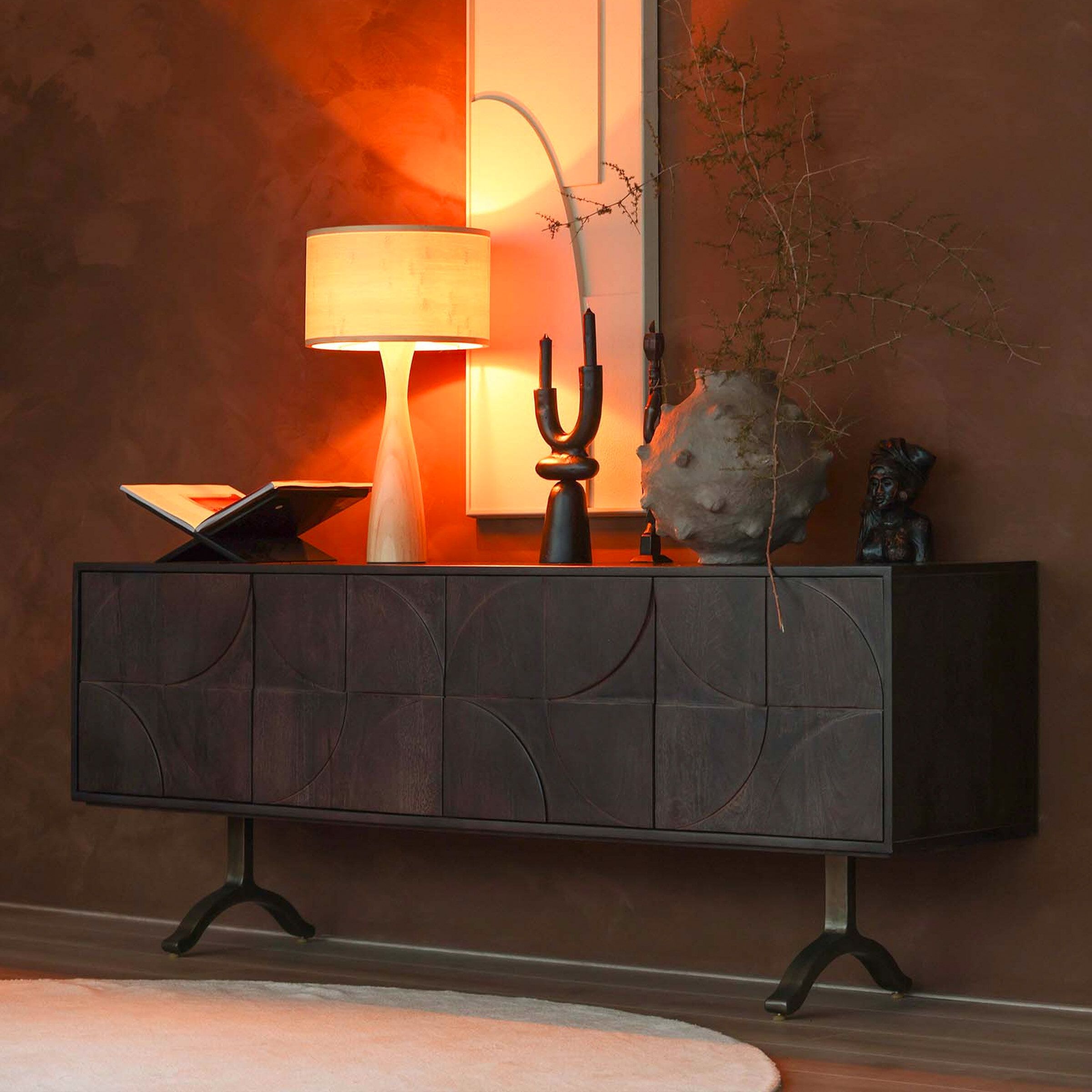 WOOOD Dressoir Draw Mangohout 180 cm – warme walnoot look voor jouw woonkamer