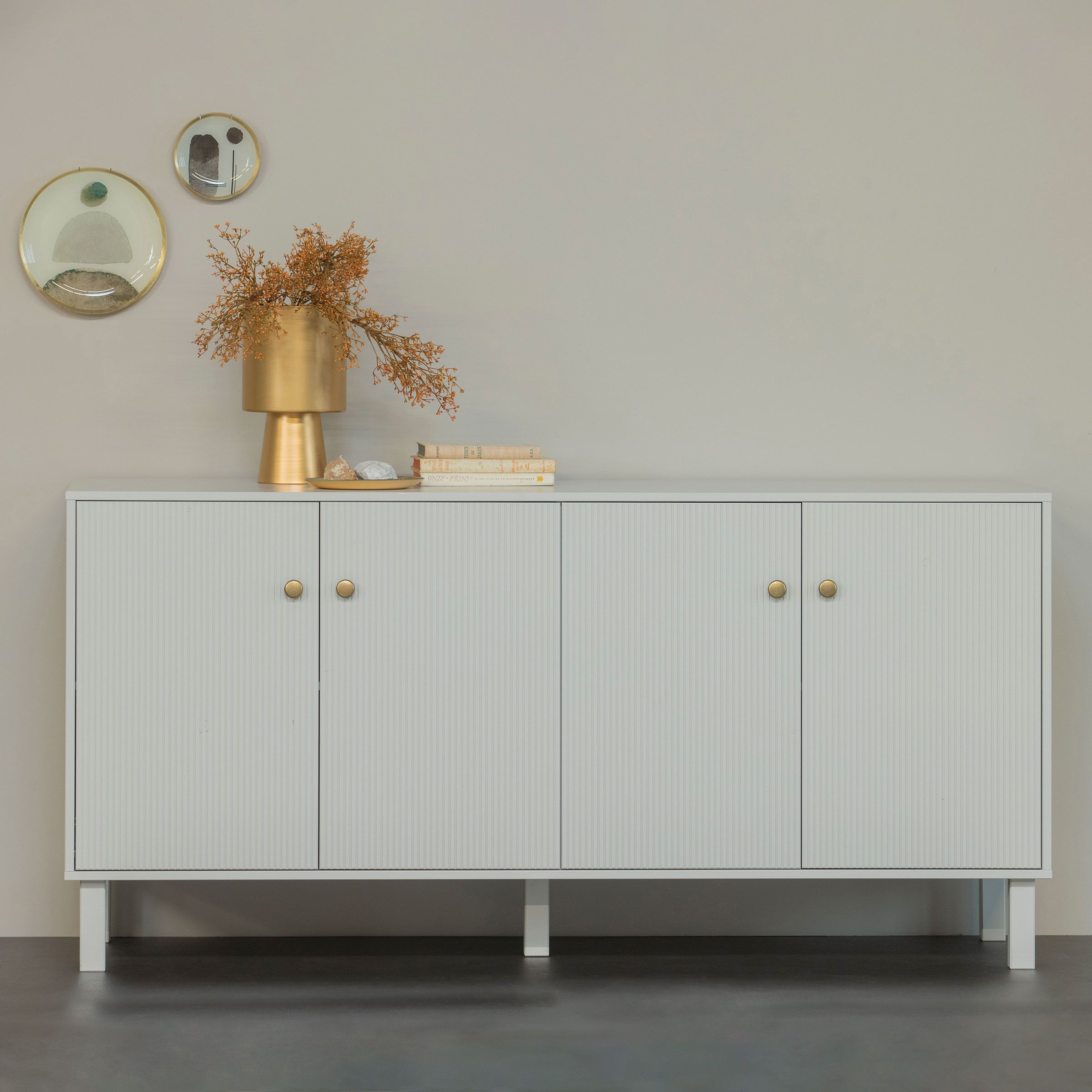 WOOOD Dressoir Madu 160 cm – stijlvol wolkengrijs met natuurlijke charme