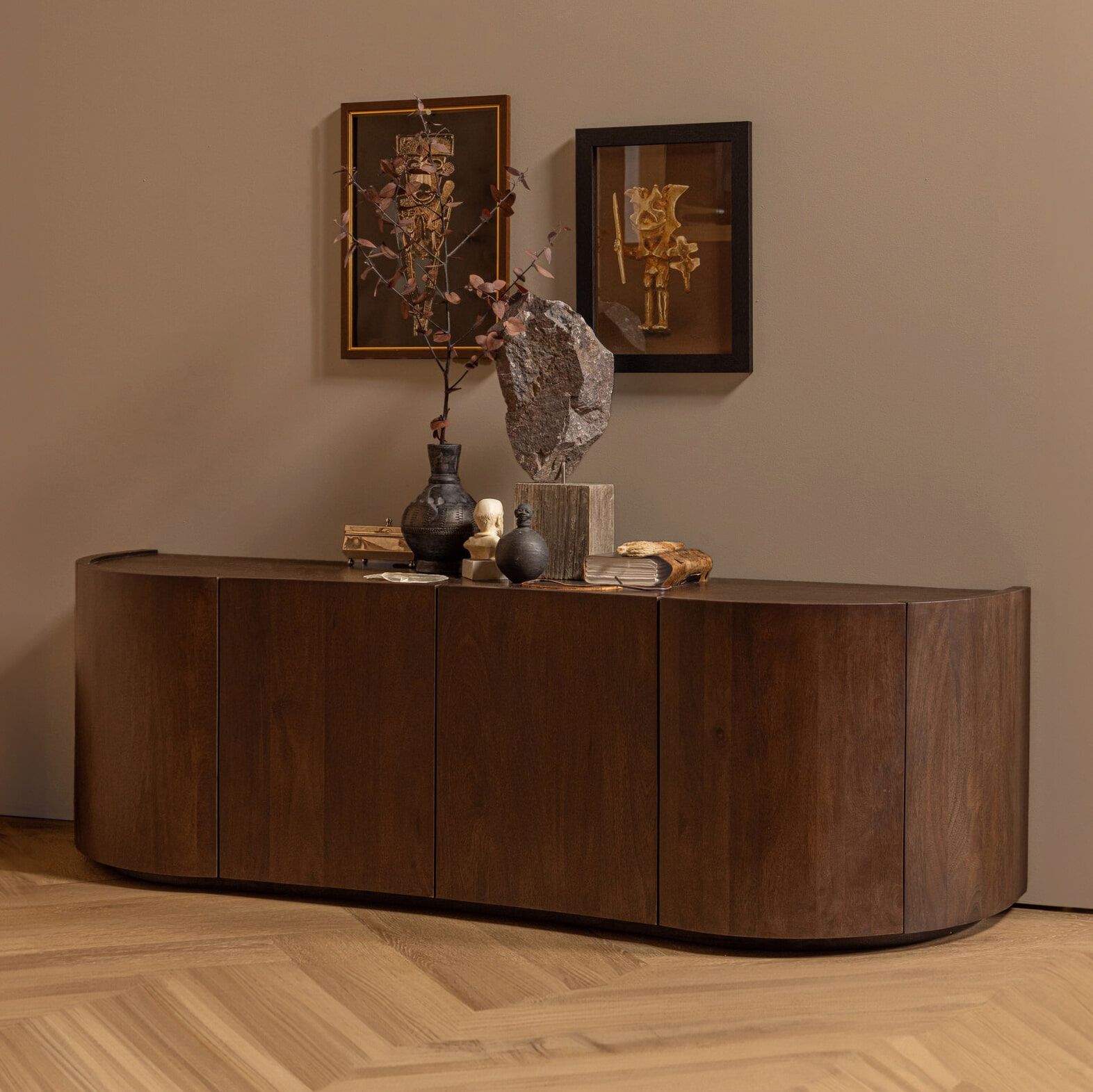 WOOOD Dressoir Sense Mangohout 160 cm – Japandi Walnoot