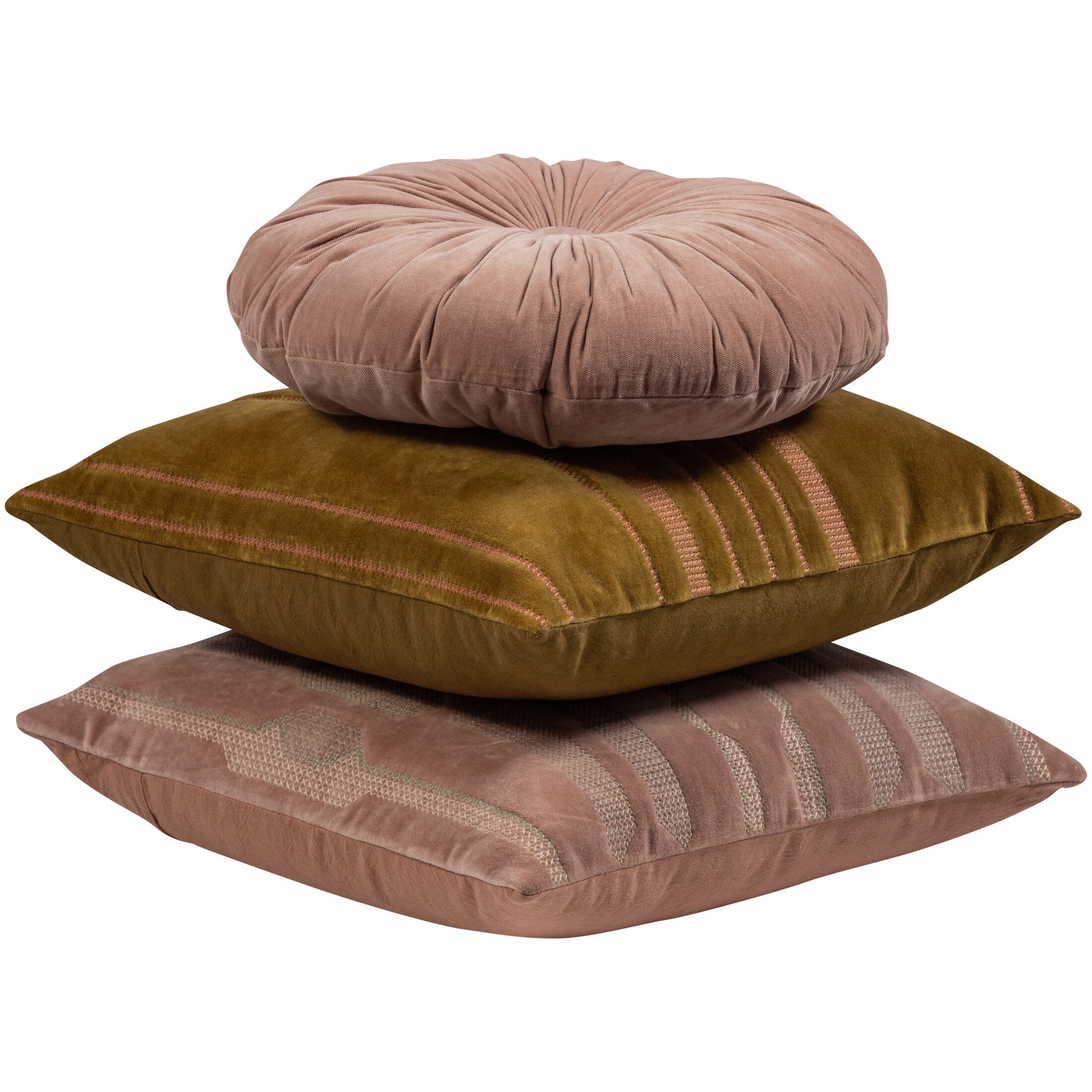 WOOOD Feis kussenset – Luxe roze sierkussens (3‑stuk)