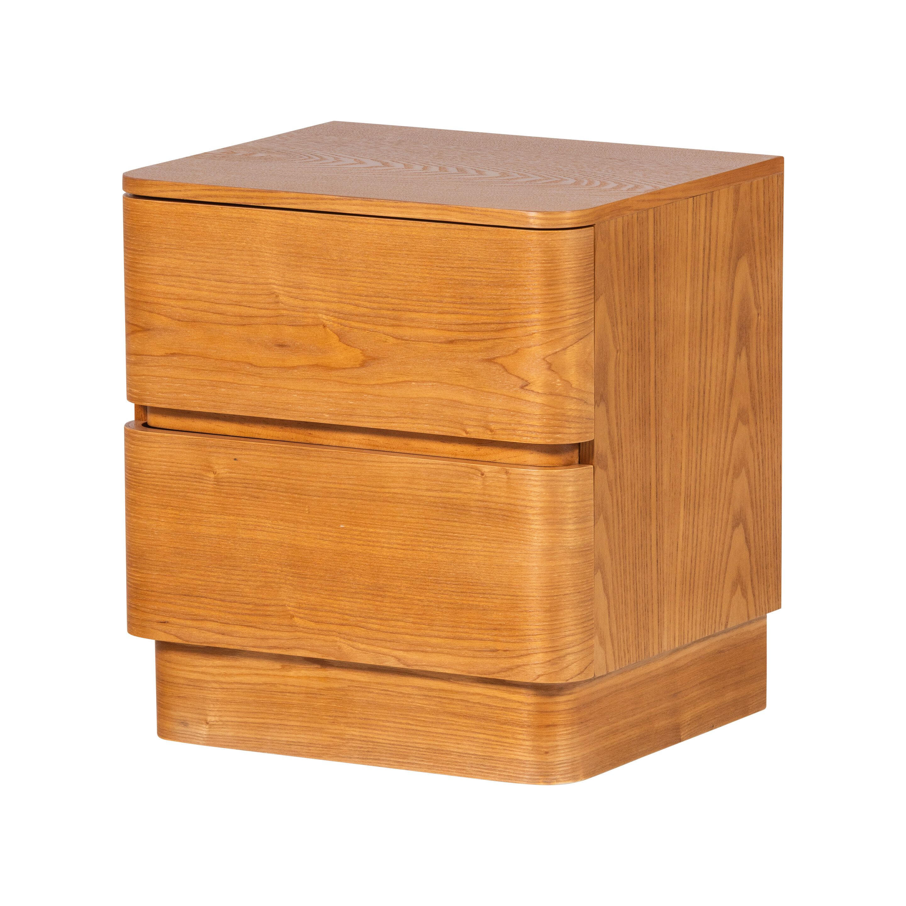 WOOOD Fejo ladekast / nachtkastje – compacte bruine MDF-kast met twee lades