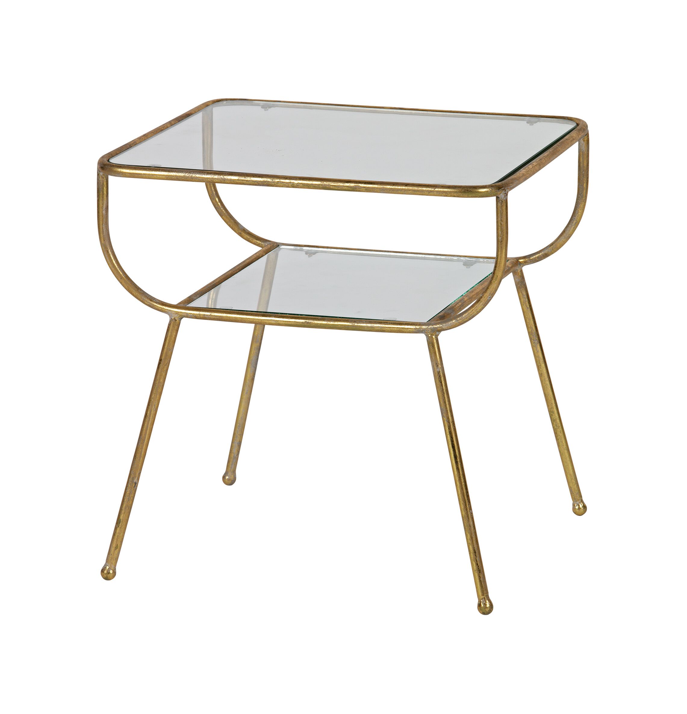 WOOOD Glazen Bijzettafel Amazing – Luxe Antique Brass – Vierkant | BePureHome