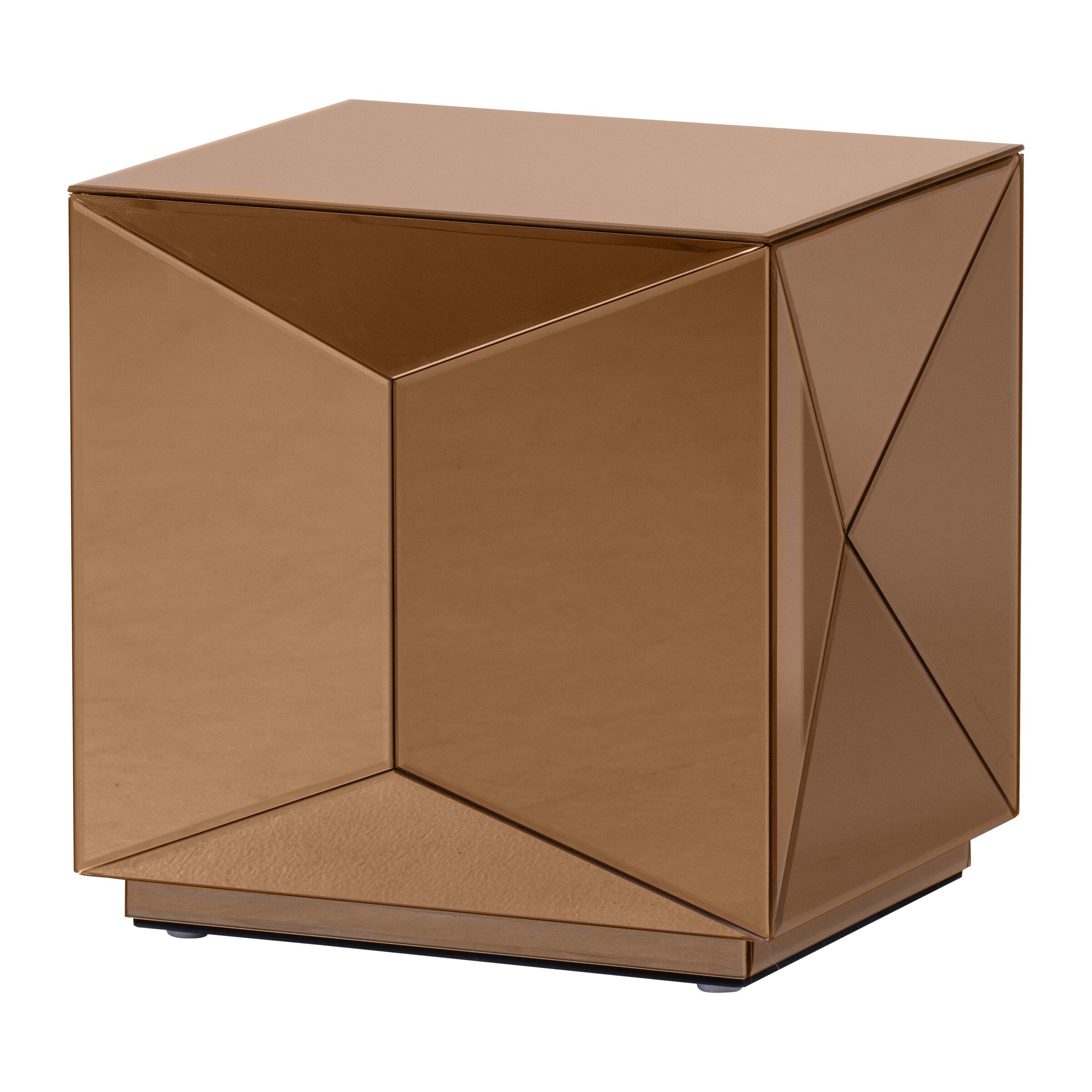 WOOOD Glintz Bijzettafel 40 × 40 cm – Stijlvol Hout‑ en Spiegelglasdesign