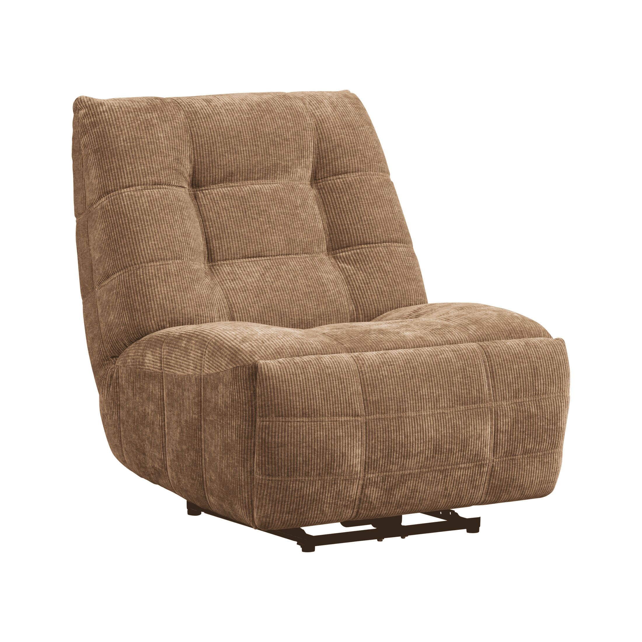 WOOOD Hein Relaxfauteuil – Luxe ribstof in lichtbruin, verstelbaar comfort