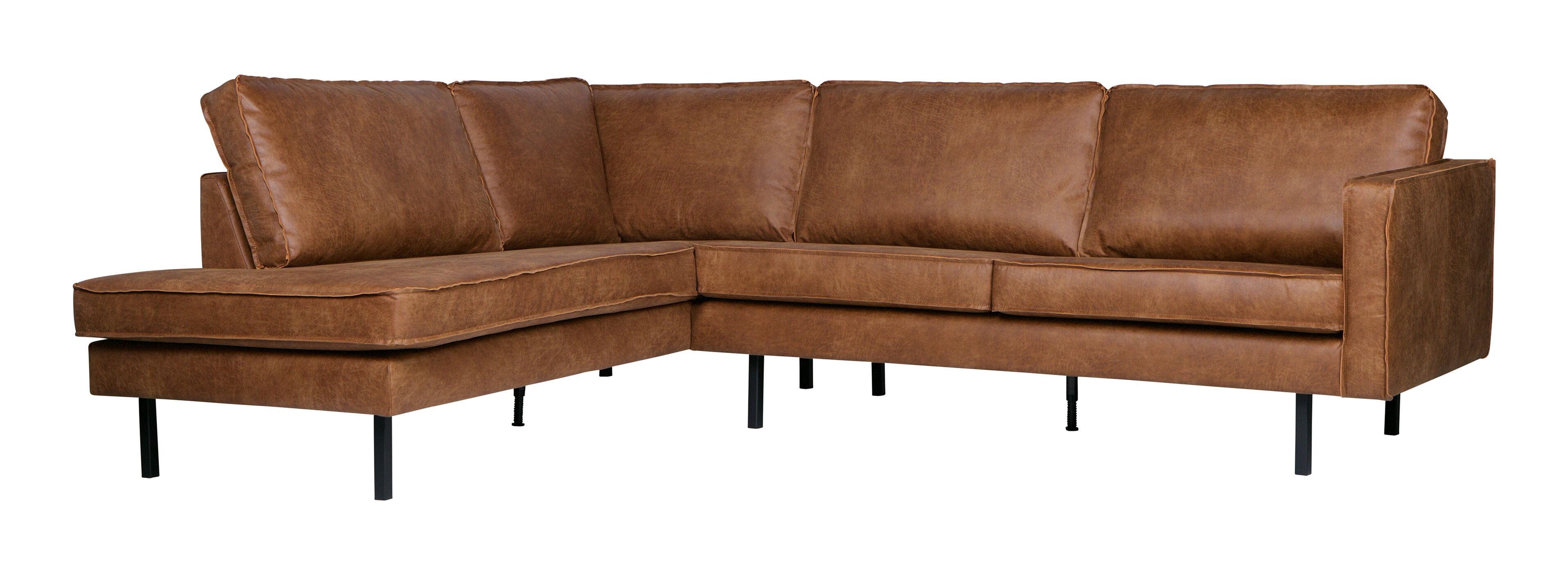 WOOOD Hoekbank Rodeo Links – Cognac | Stoer Design & Duurzaam Gerecycled Leer