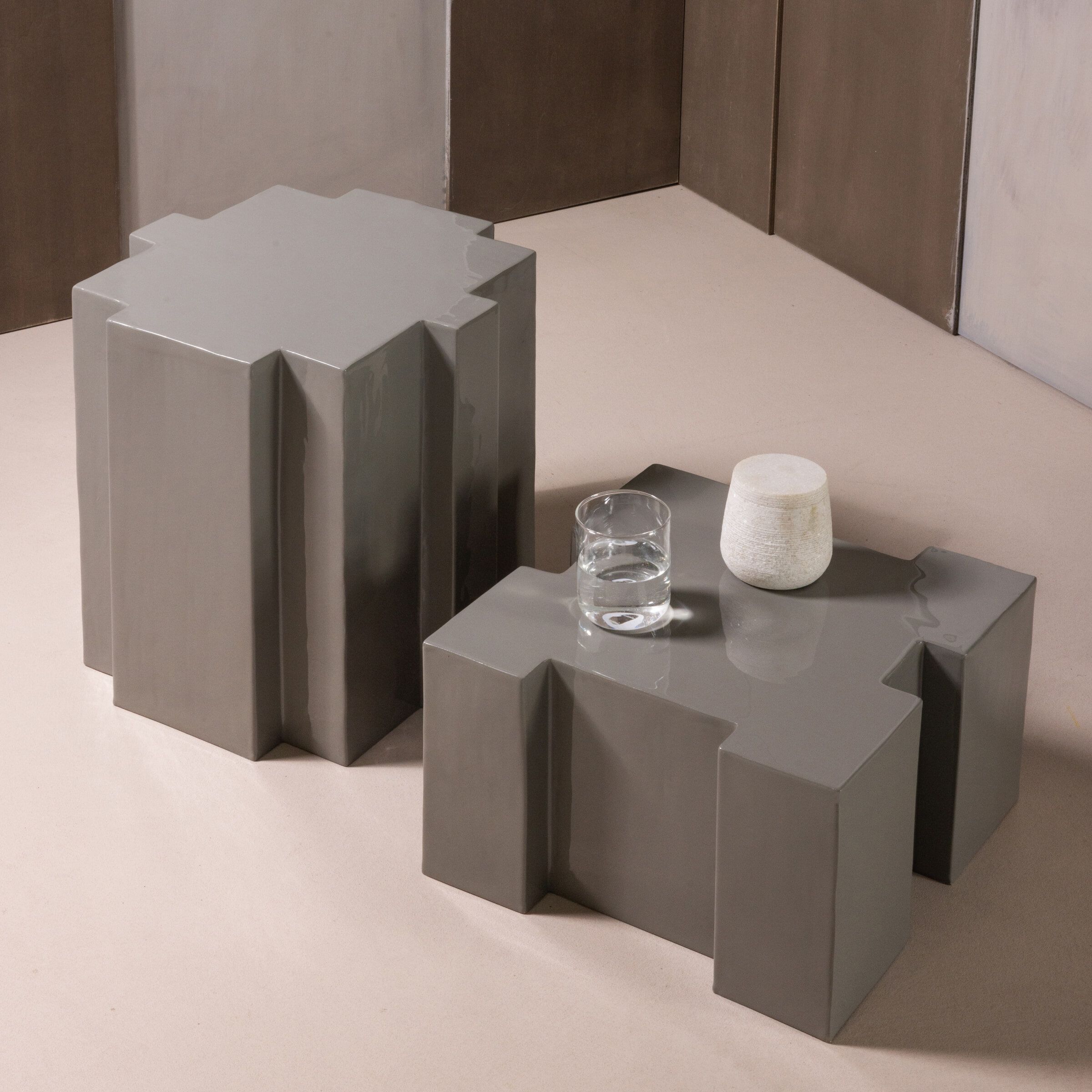 WOOOD Jasmir Bijzettafel Set – Grijze designpuzzelstukken voor elke ruimte