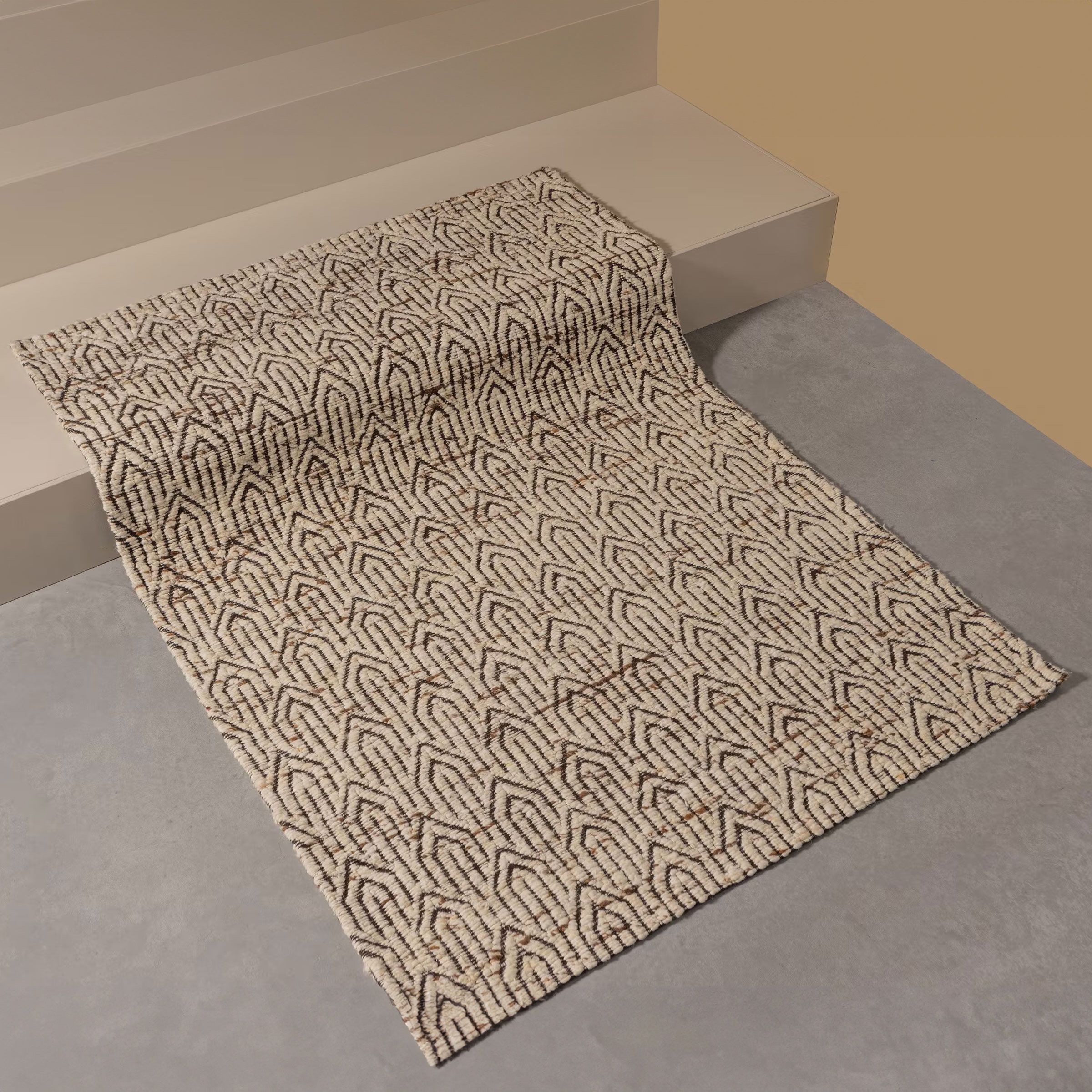 WOOOD Joslin Wol Vloerkleed 170 × 240 cm – Natuurlijke Luxe voor jouw Zithoek