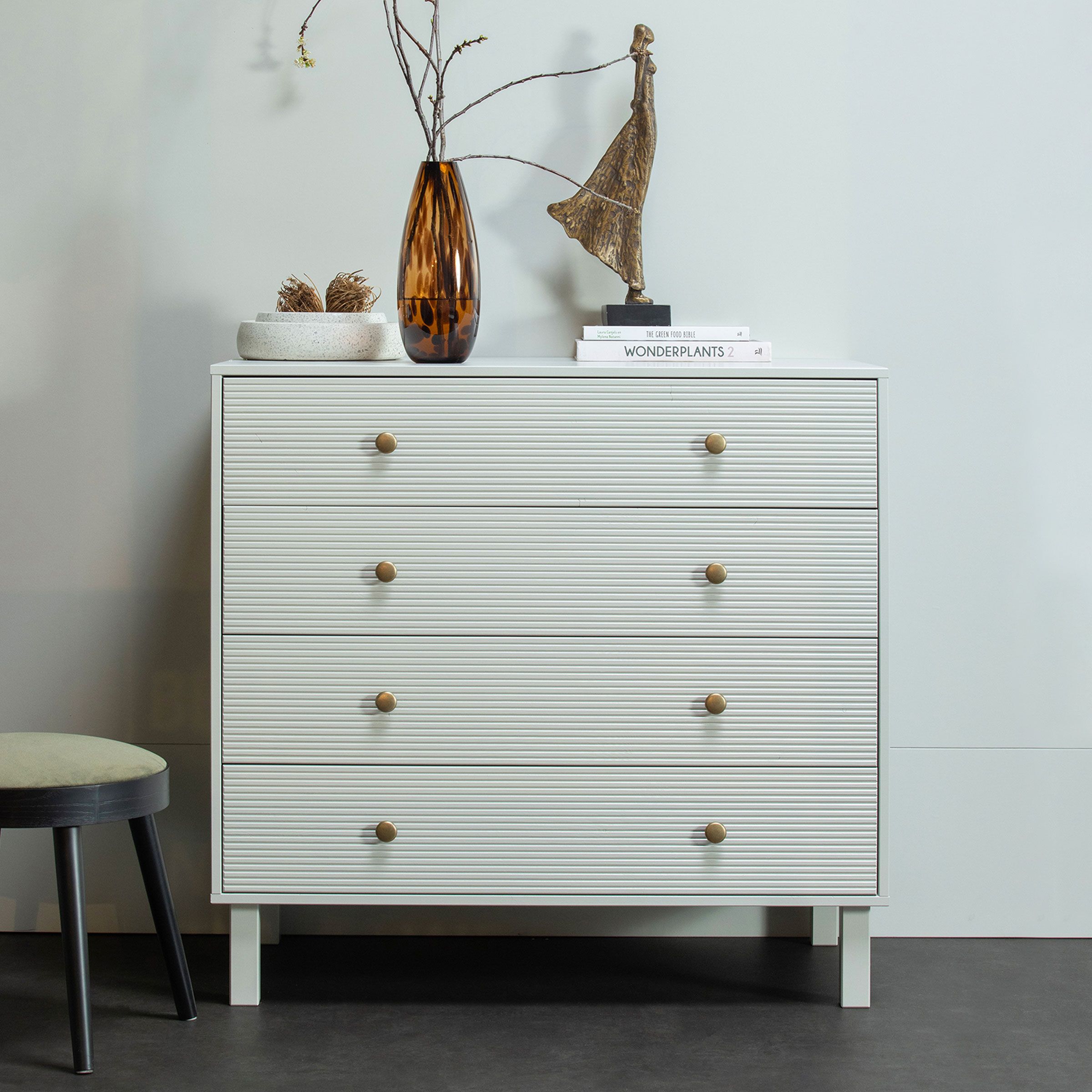 WOOOD Ladekast Madu 91×94 cm – Stijlvolle commode in wolkengrijs