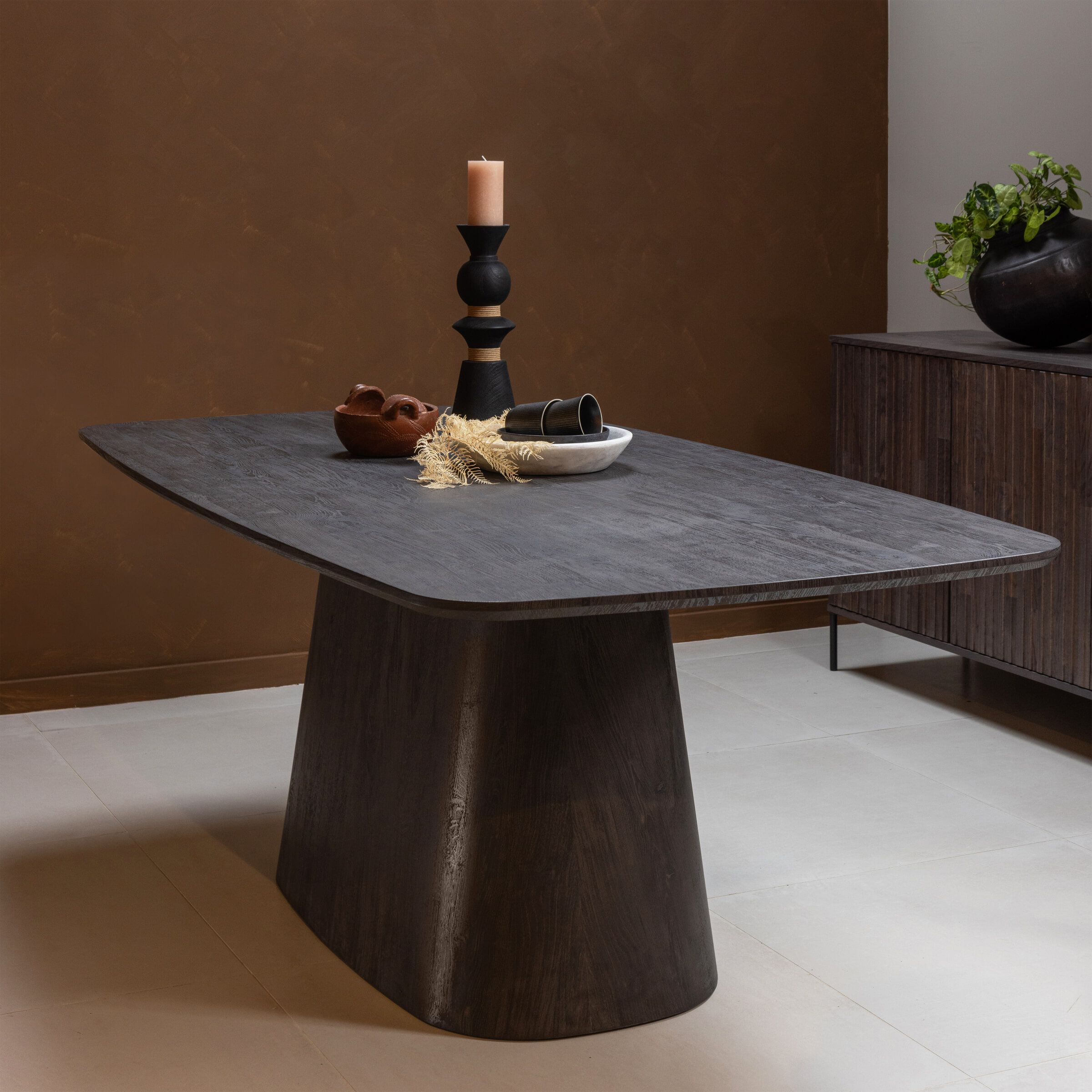 WOOOD Leah eettafel – royale donkerbruine MDF tafel voor modern wonen