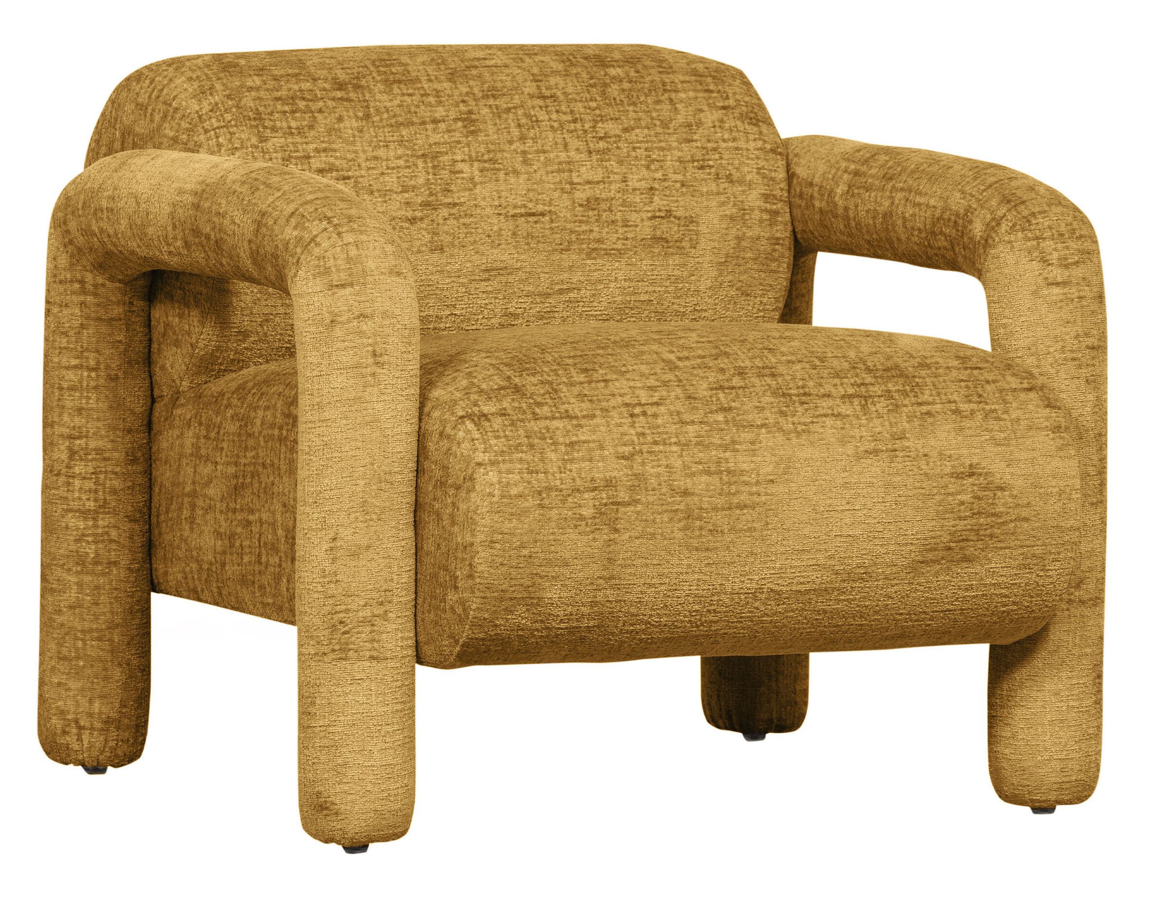 WOOOD Lenny Structure Velvet Fauteuil – Goudgeel, Exclusief Design