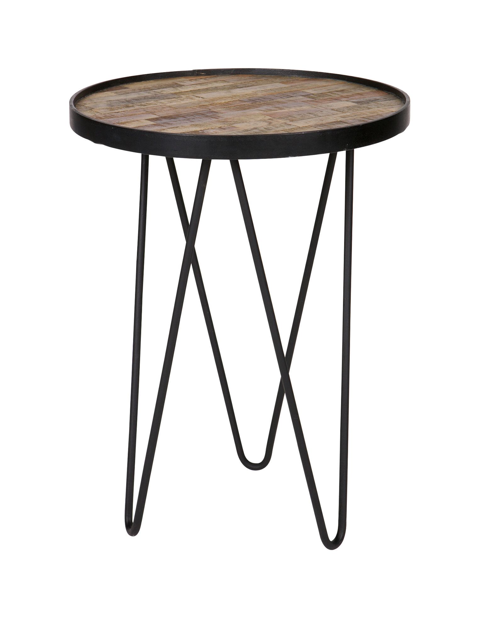 WOOOD Lev Bijzettafel – Rond, natuurgetrouwe teakhout, 39 cm