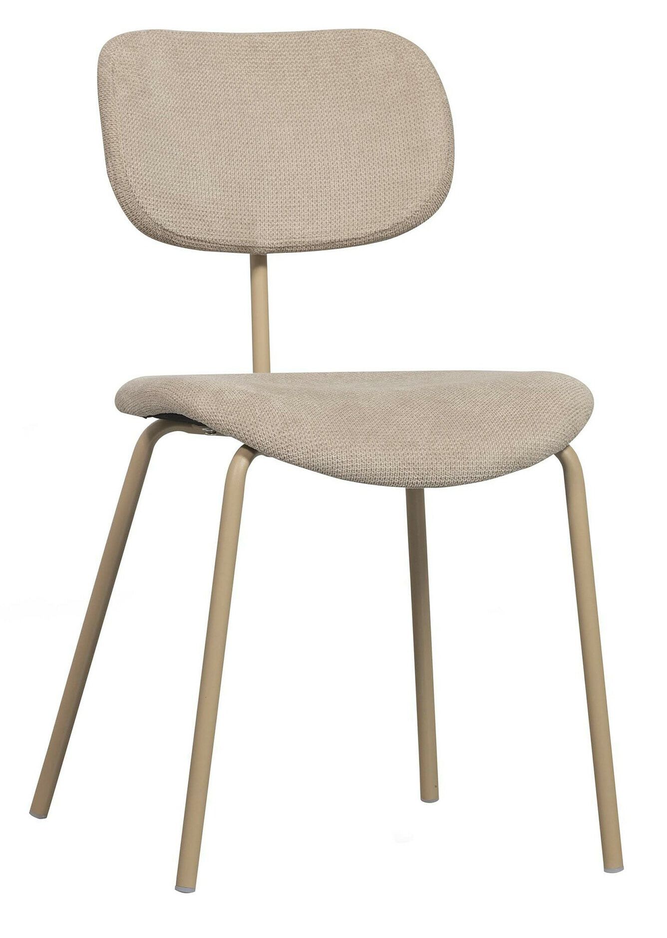 WOOOD Link eetkamerstoel – Moderne chenille stoel in zand, stapelbaar en slank design