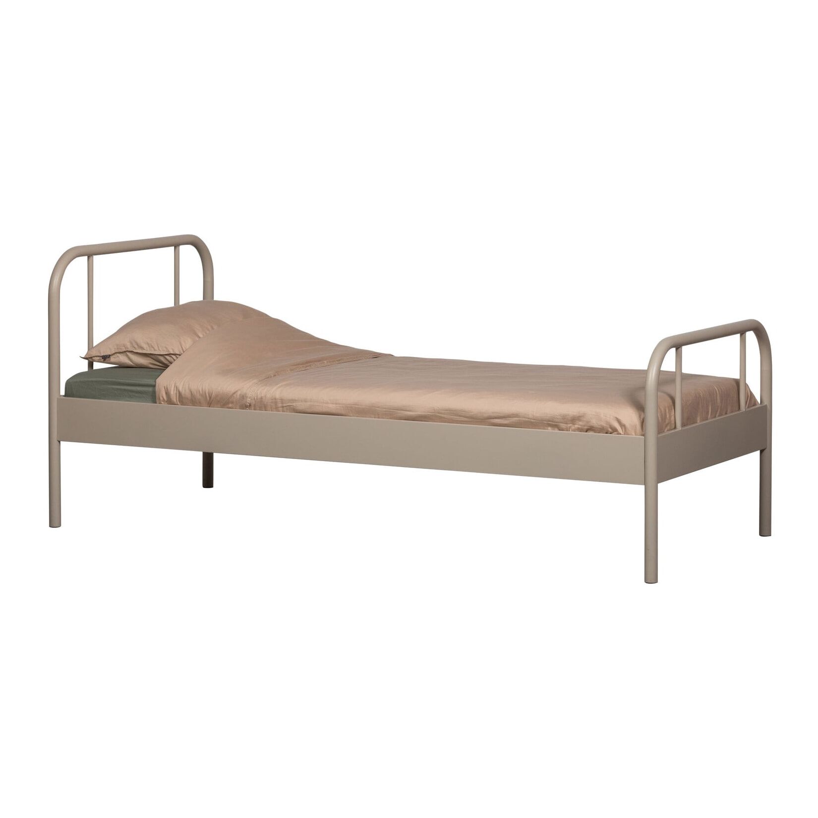 WOOOD Mata Kinderbed 90 × 200 cm – Modern Stalen Frame in Zand
