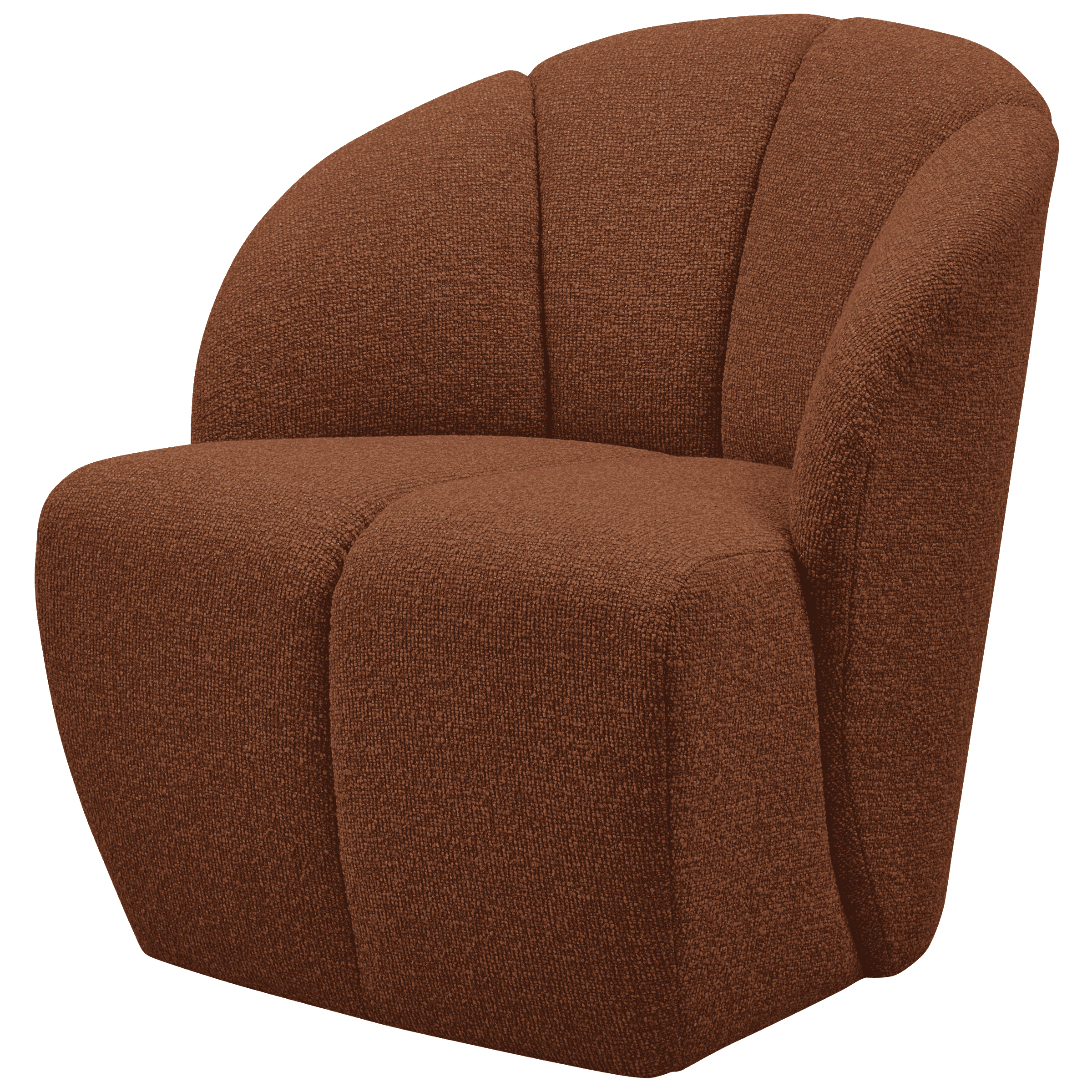WOOOD Mojo Draaifauteuil – Roestbruin Bouclé: stijlvol gemak voor elke woonruimte