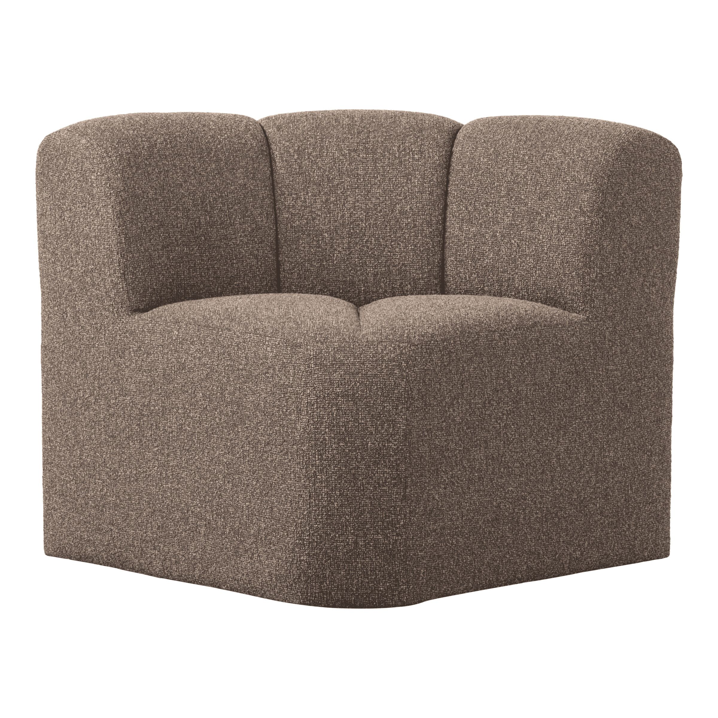 WOOOD Mojo Hoekbank – Comfortabele eetbank in bruine Bouclé