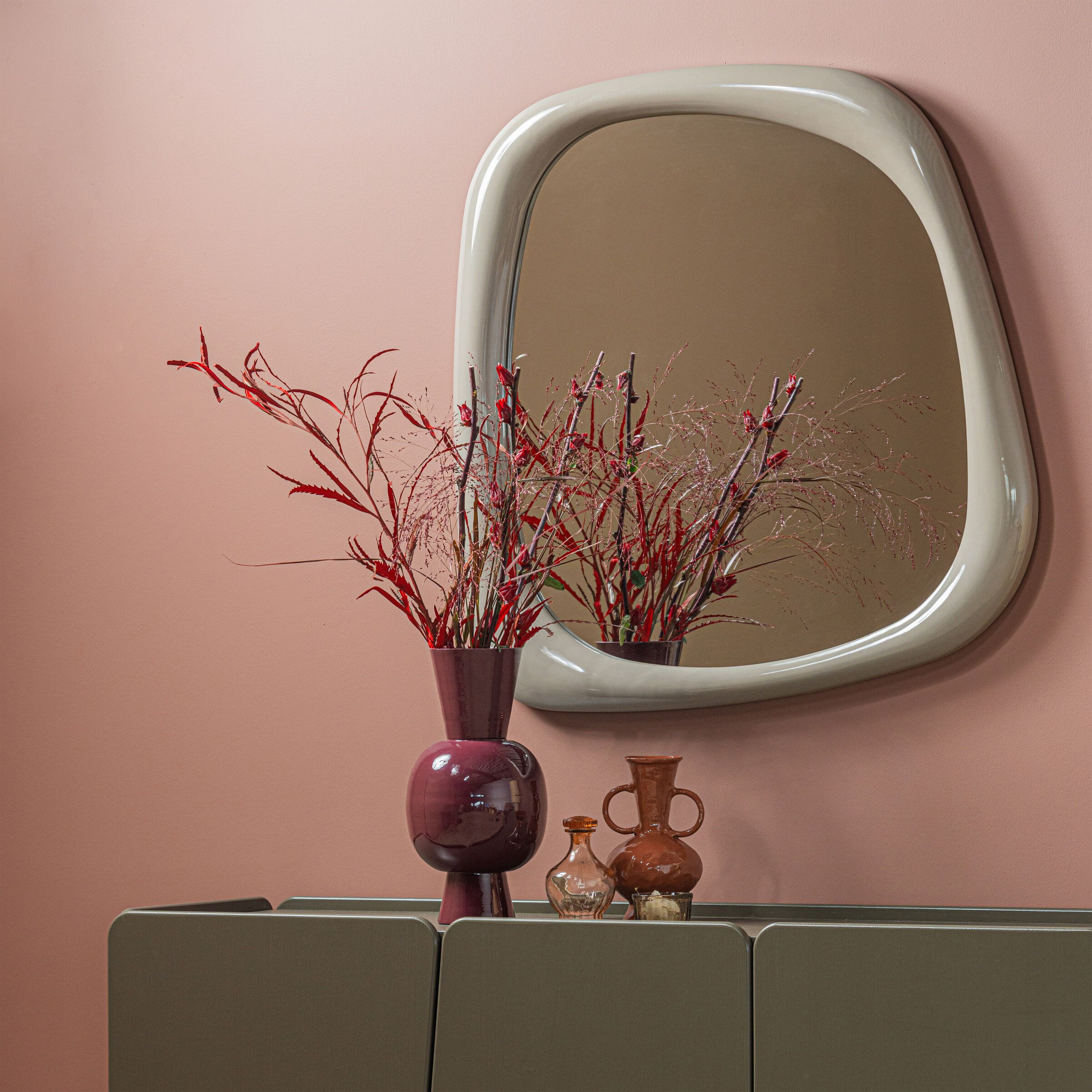 WOOOD Norea Organische Spiegel 90 × 90 cm – Zandkleurig, Modern & Royale Look