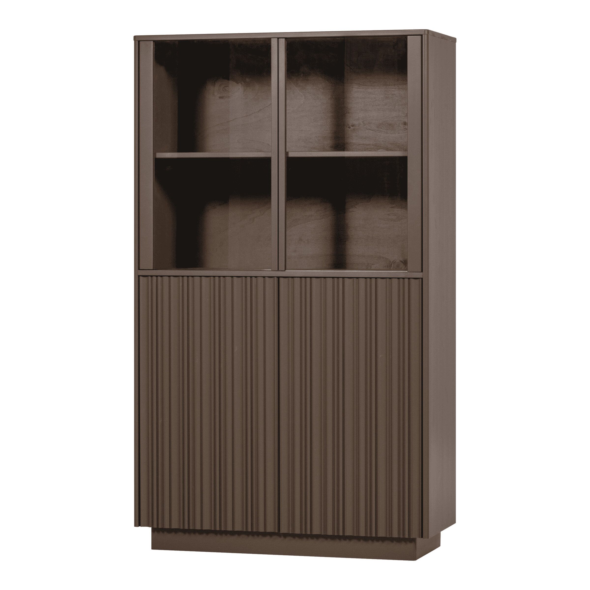 WOOOD Nova vitrinekast – Truffelbruin, 172 cm hoog, luxe glasdeuren