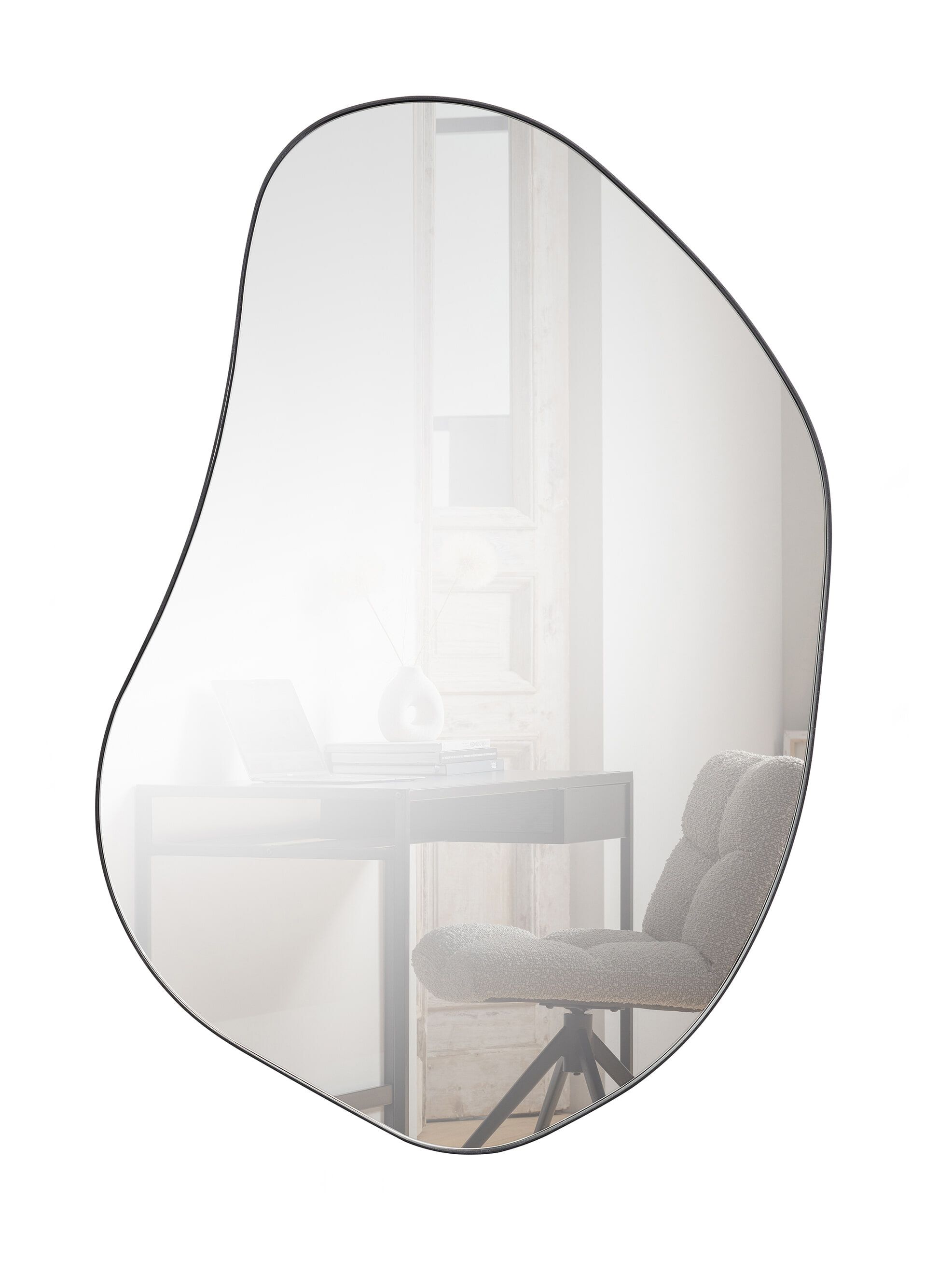 WOOOD Organische Spiegel Romee – Zwarte Wandspiegel 100 × 70 cm