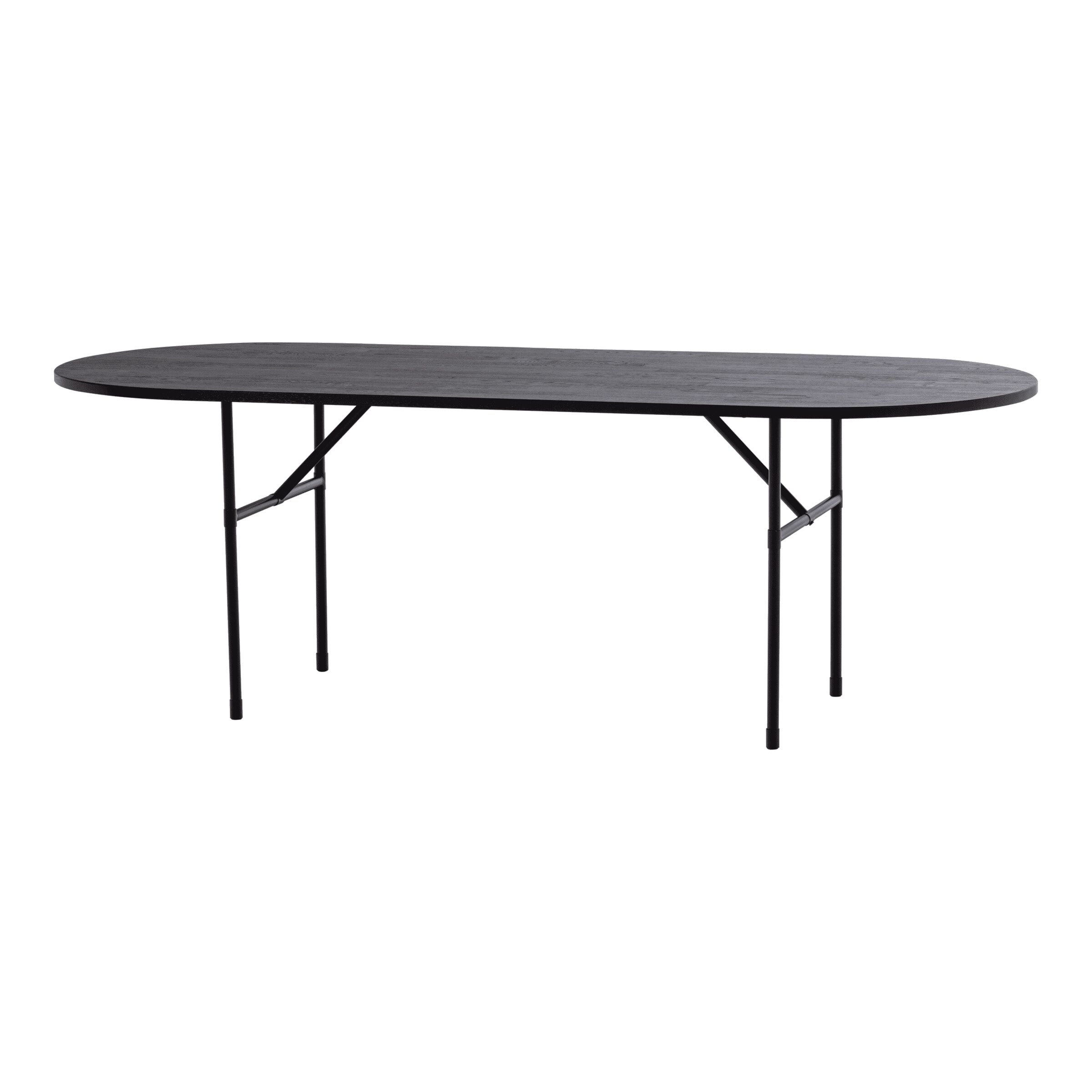 WOOOD Ovale Eettafel Arthur – Moderne eikenhouten tafel 220 × 90 cm, zwart