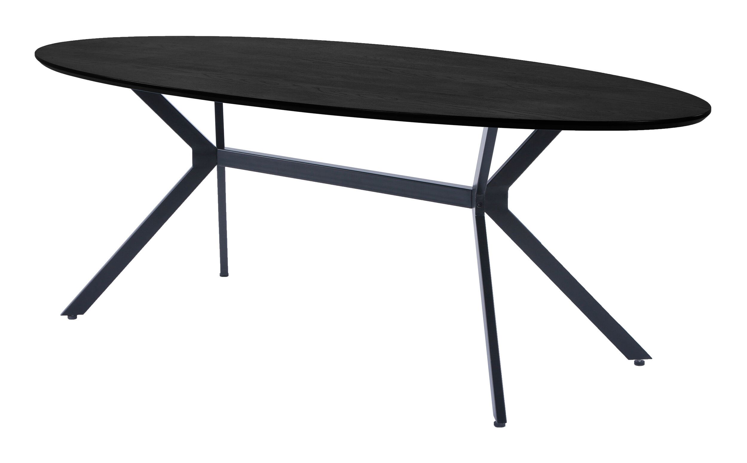 WOOOD Ovale Eettafel Bruno – Zwart, 220 × 100 cm – Moderne Elegantie