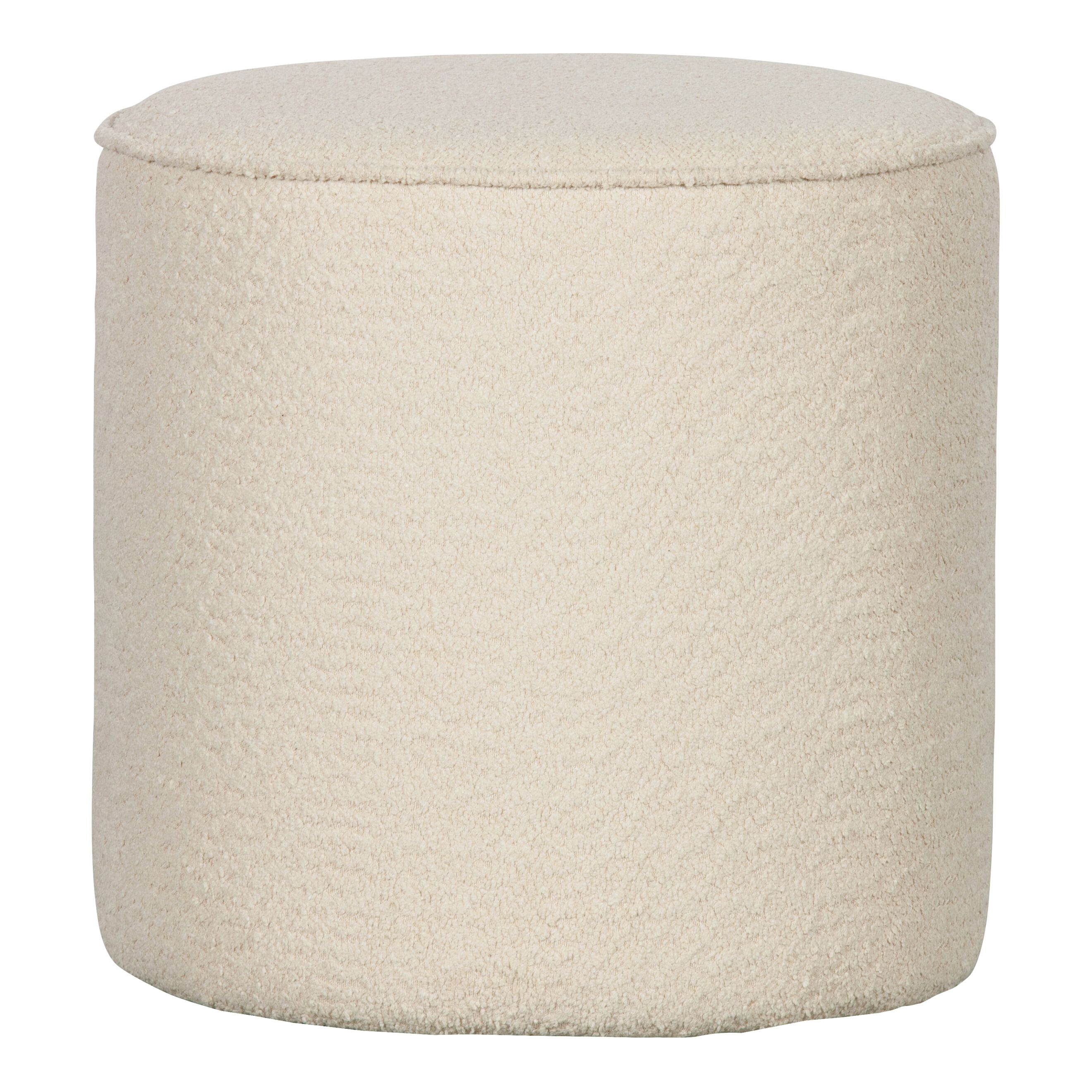 WOOOD Poef Sara Hoof – Luxueuze Bouclé in Crème voor een warme woonbeleving
