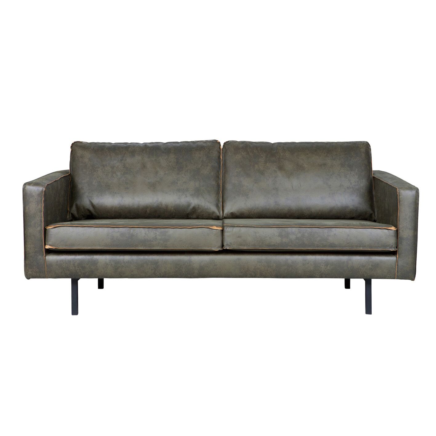 WOOOD Rodeo 2,5‑zits bank in legergroen – modern comfort met duurzame lederlook