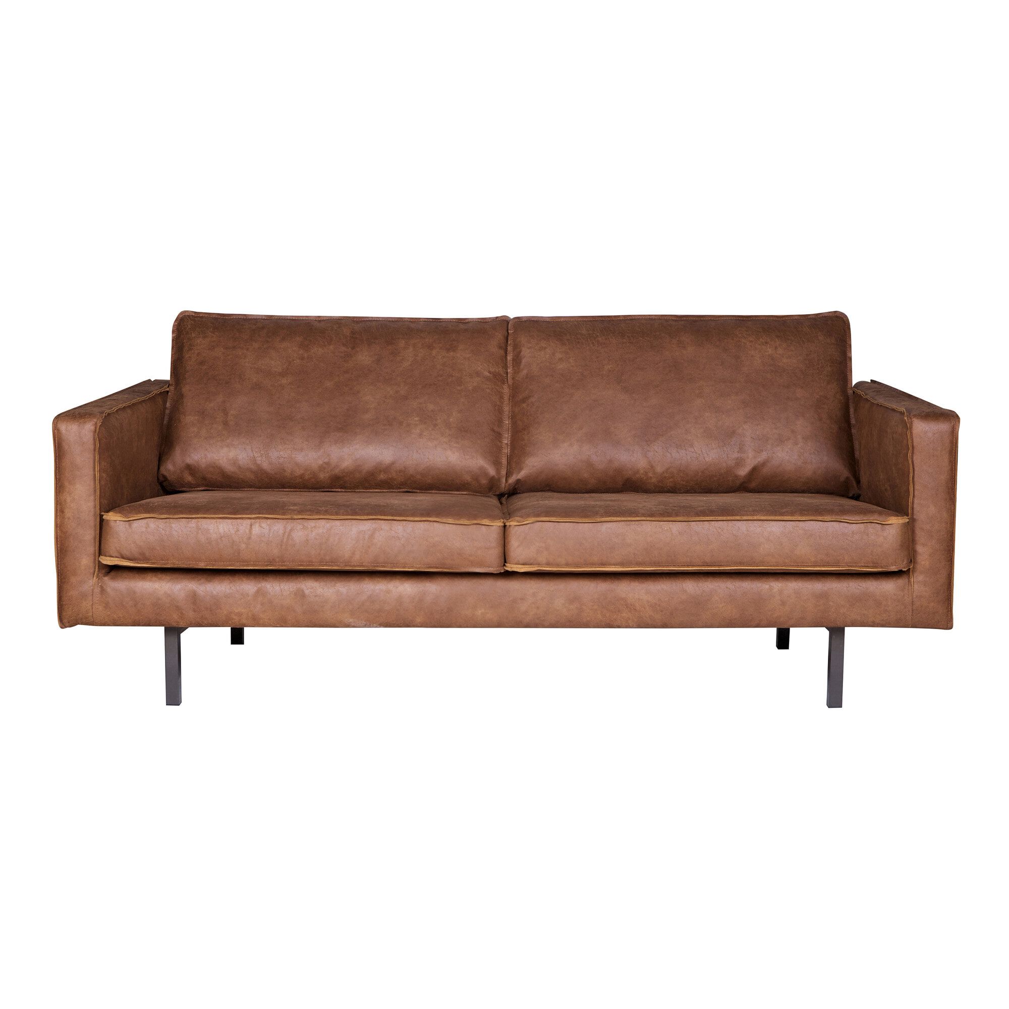 WOOOD Rodeo 2,5‑zits bank – stijlvolle cognac lederlook voor modern wonen