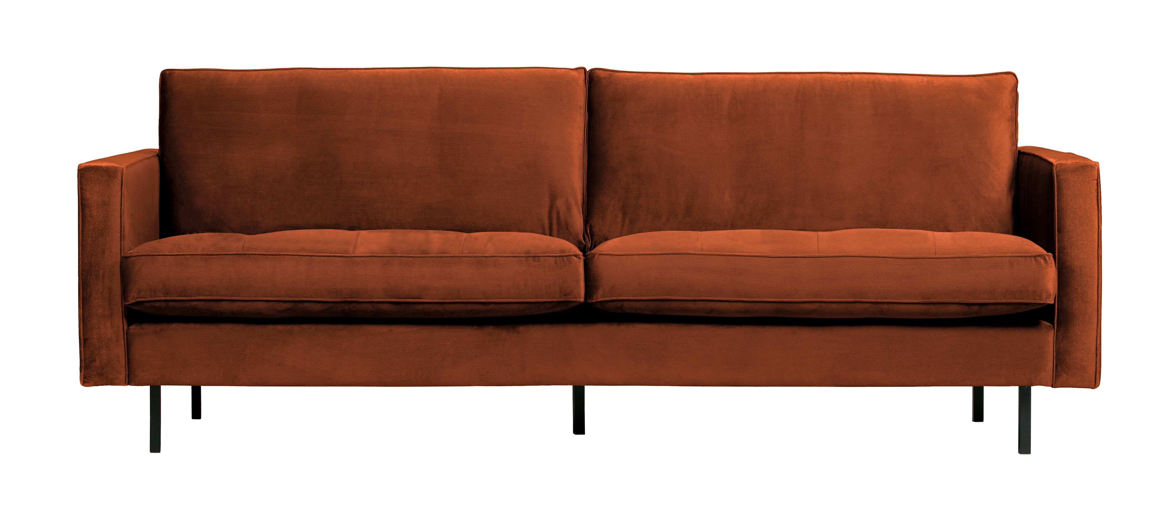 WOOOD Rodeo 2,5‑zits velvetbank in roestbruin – klassiek design met modern comfort