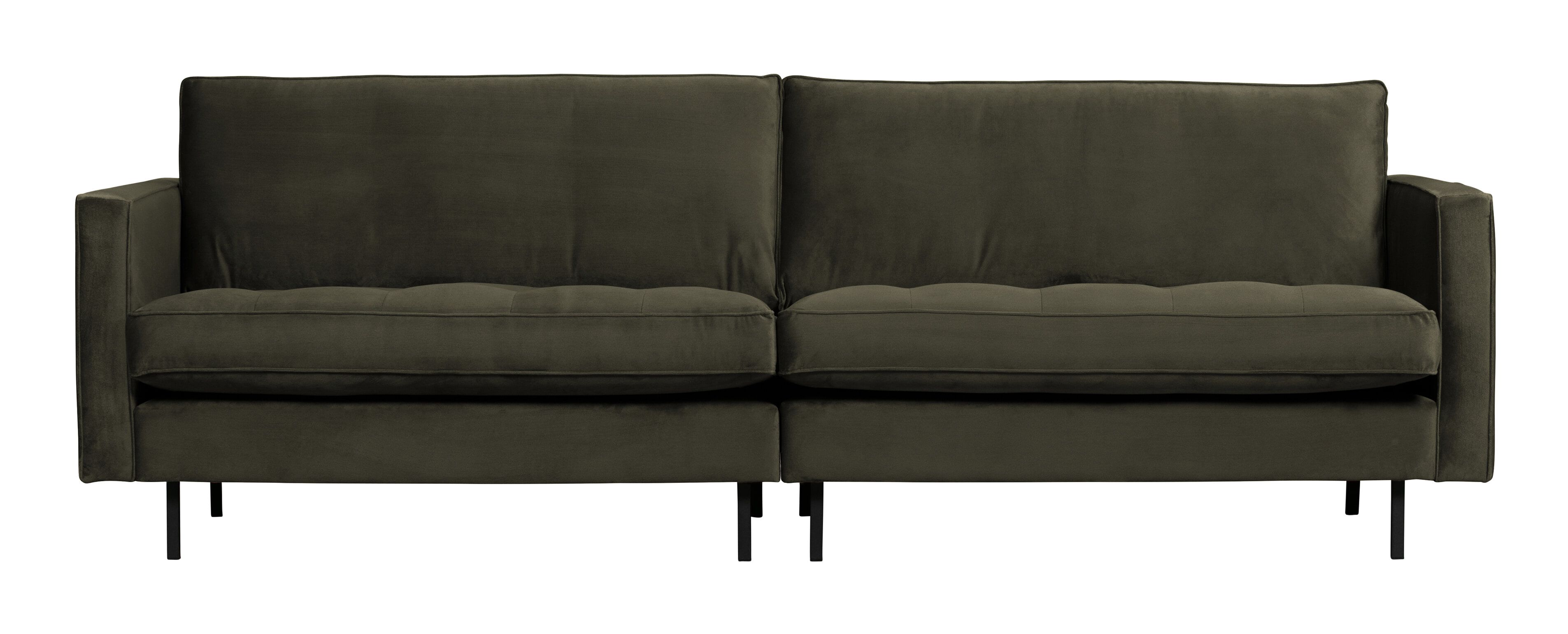 WOOOD Rodeo 3‑zits bank in donker‑groen fluweel – modern comfort voor de woonkamer