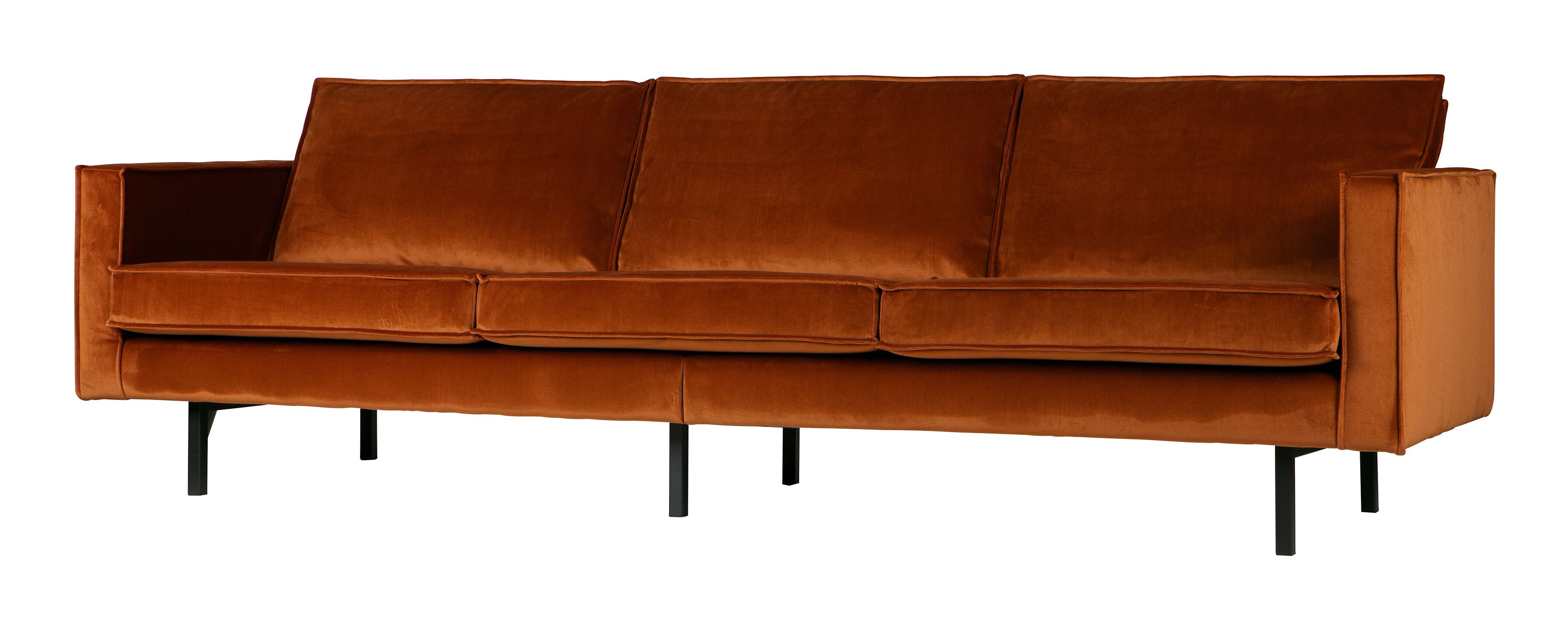 WOOOD Rodeo 3‑zits Velvetbank – Modern retrocomfort in roestbruin