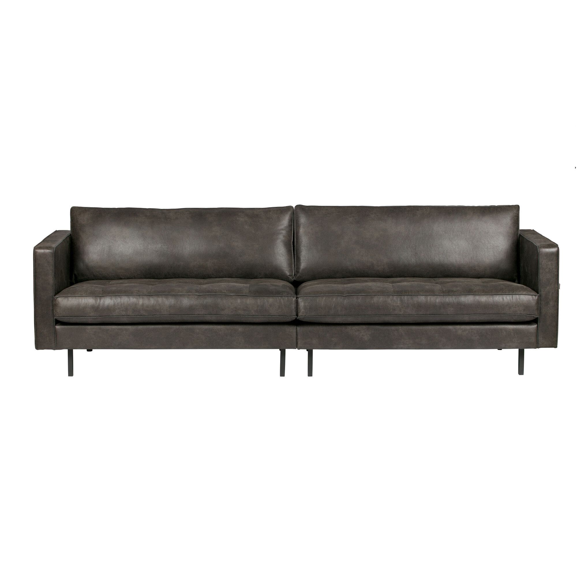 WOOOD Rodeo Classic 3‑zits bank – antraciet, eco‑leather, tijdloos design