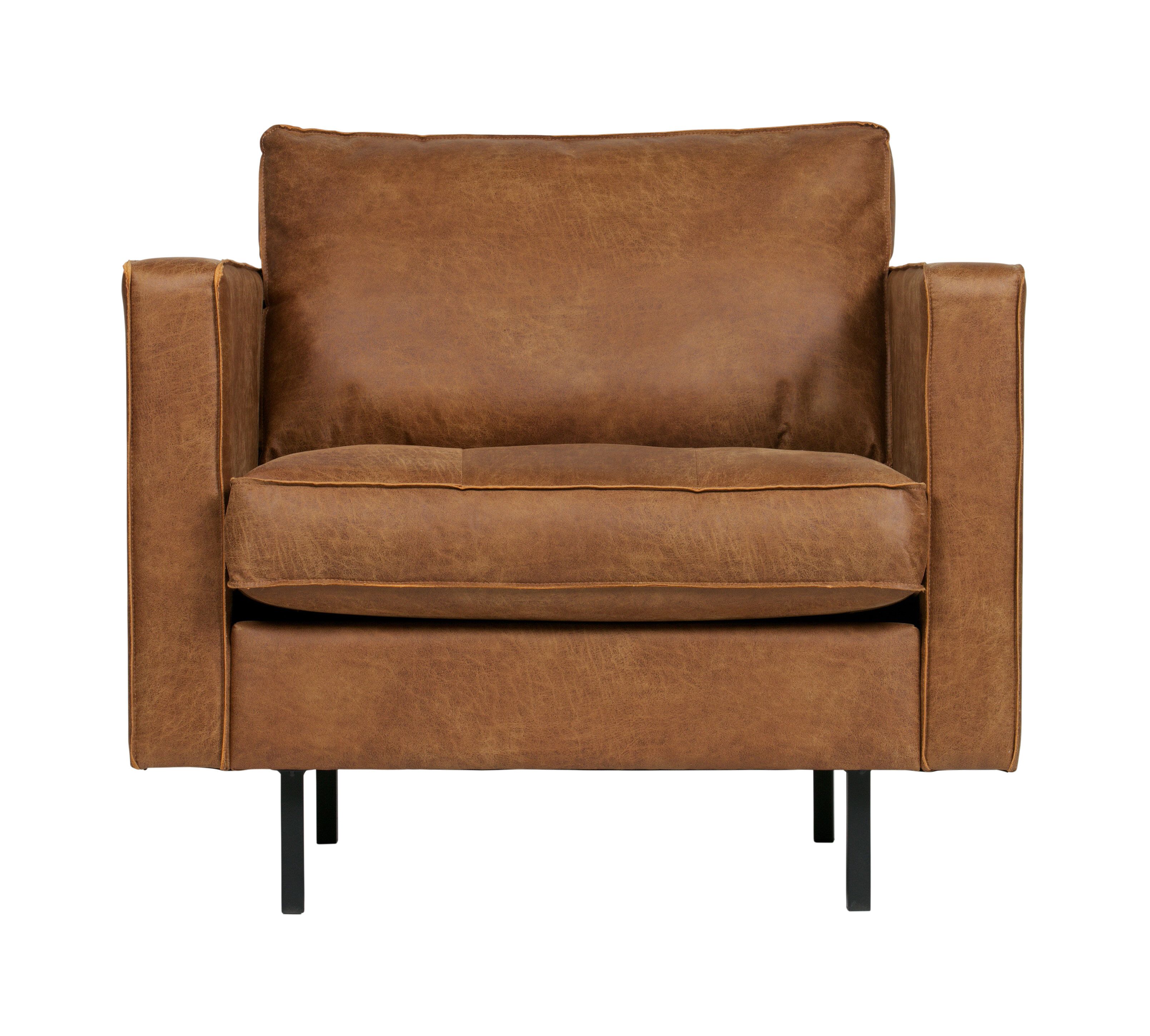 WOOOD Rodeo Classic Fauteuil in Cognac – Moderne, Stoere Eco‑Leder Fauteuil
