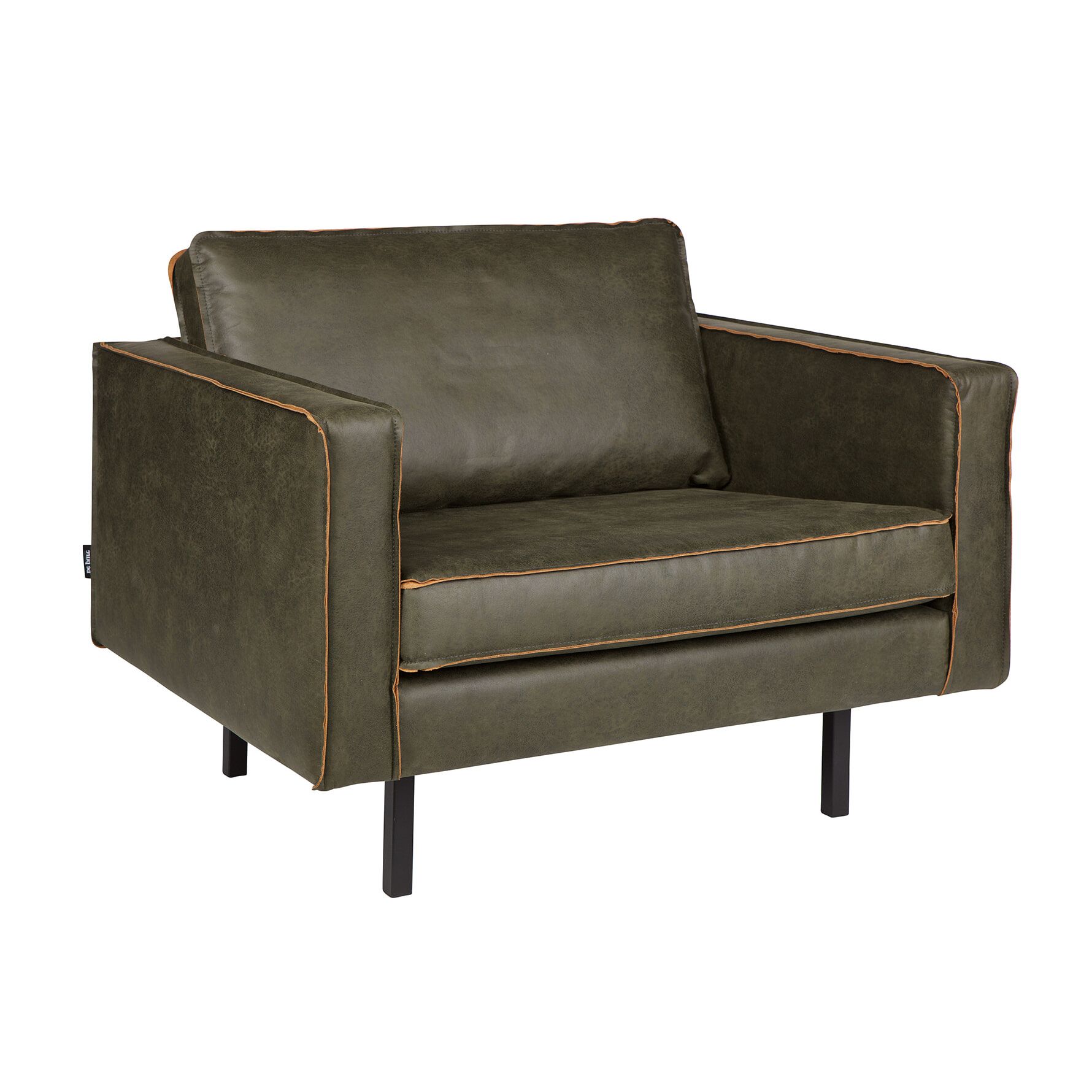 WOOOD Rodeo Fauteuil in Leger Groen – Stoer Design en Duurzame Lederlook